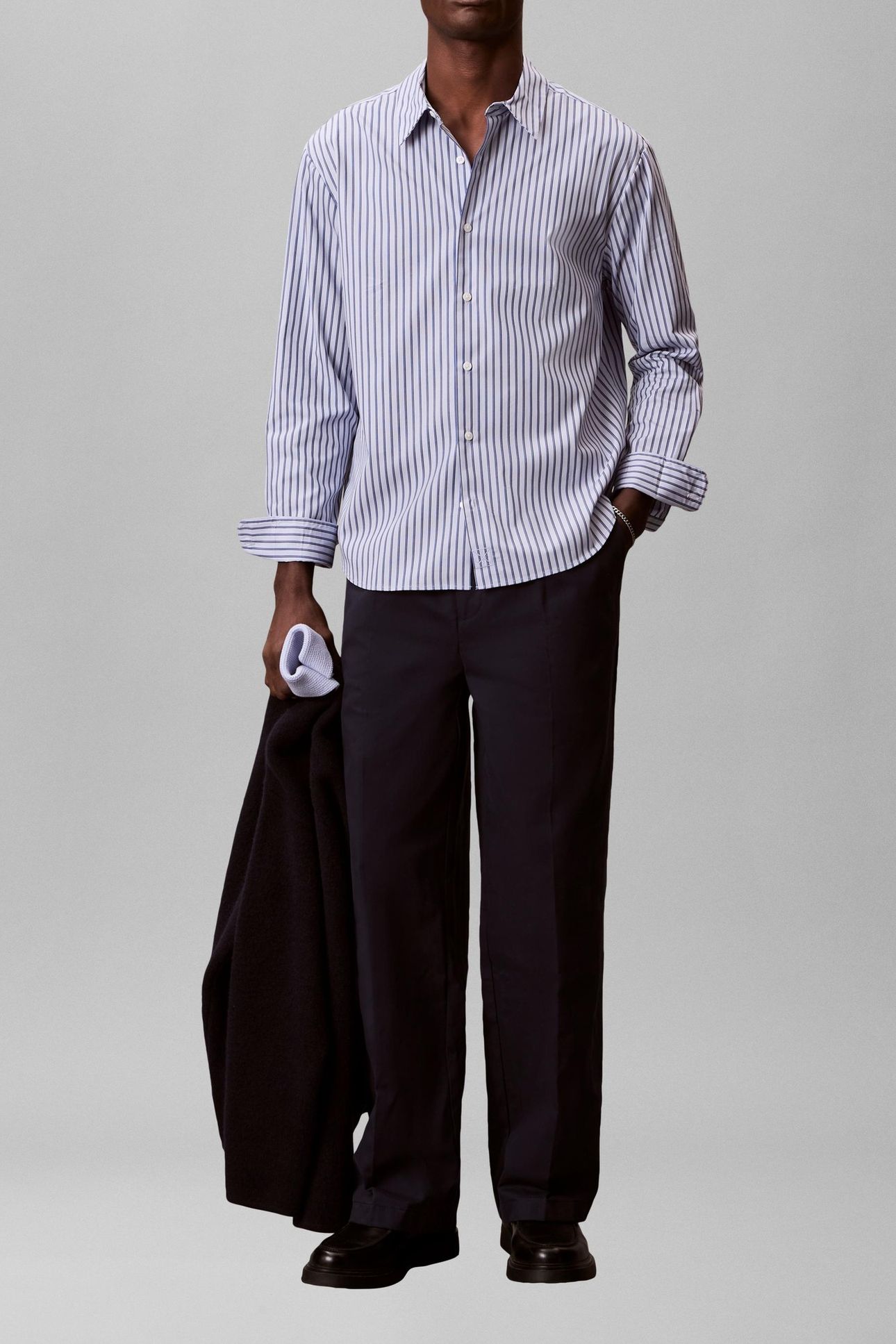LS THIN DBL STRIPE SHIRT XENON BLUE 5