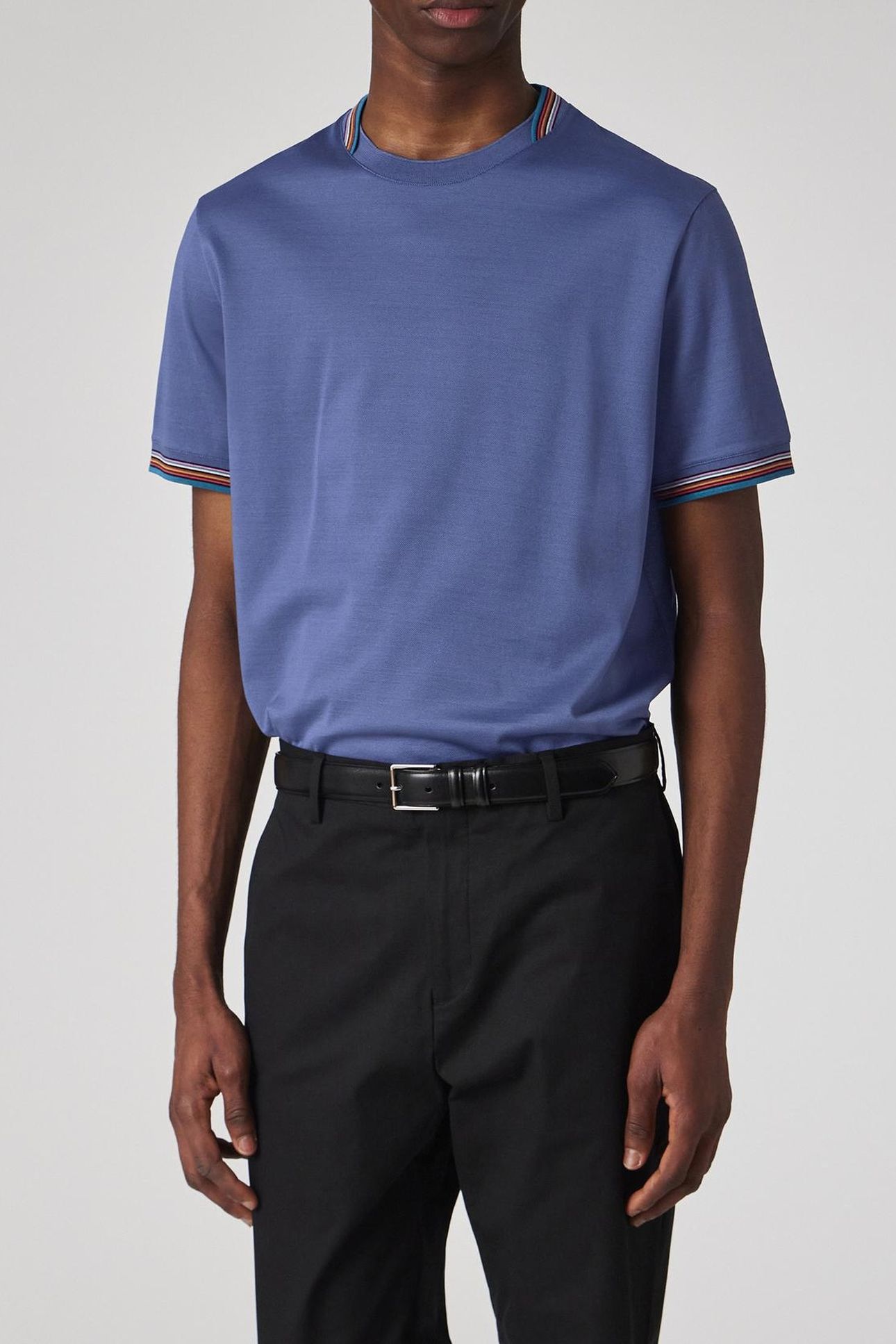 MENS STRIPE DETAIL TSHIRT PETROL BLUE 2