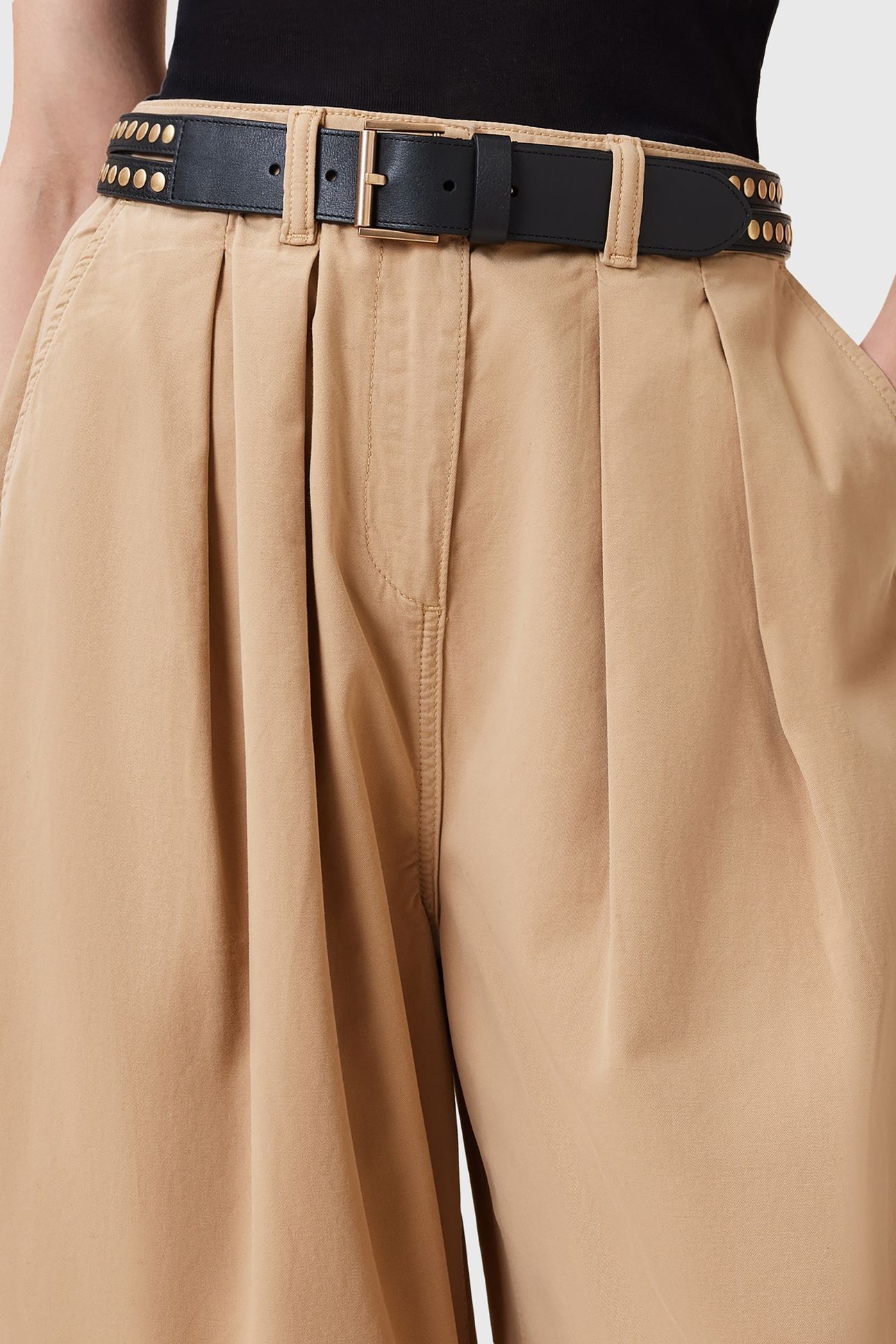 JESSICA STUDDED BELT BLACK/WARM BRASS 3