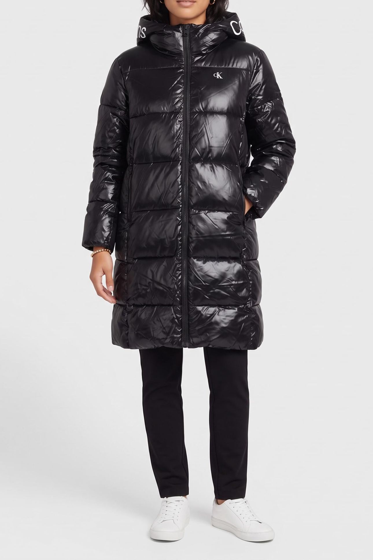 SHINY LONG LOGO PUFFFER BLACK 1