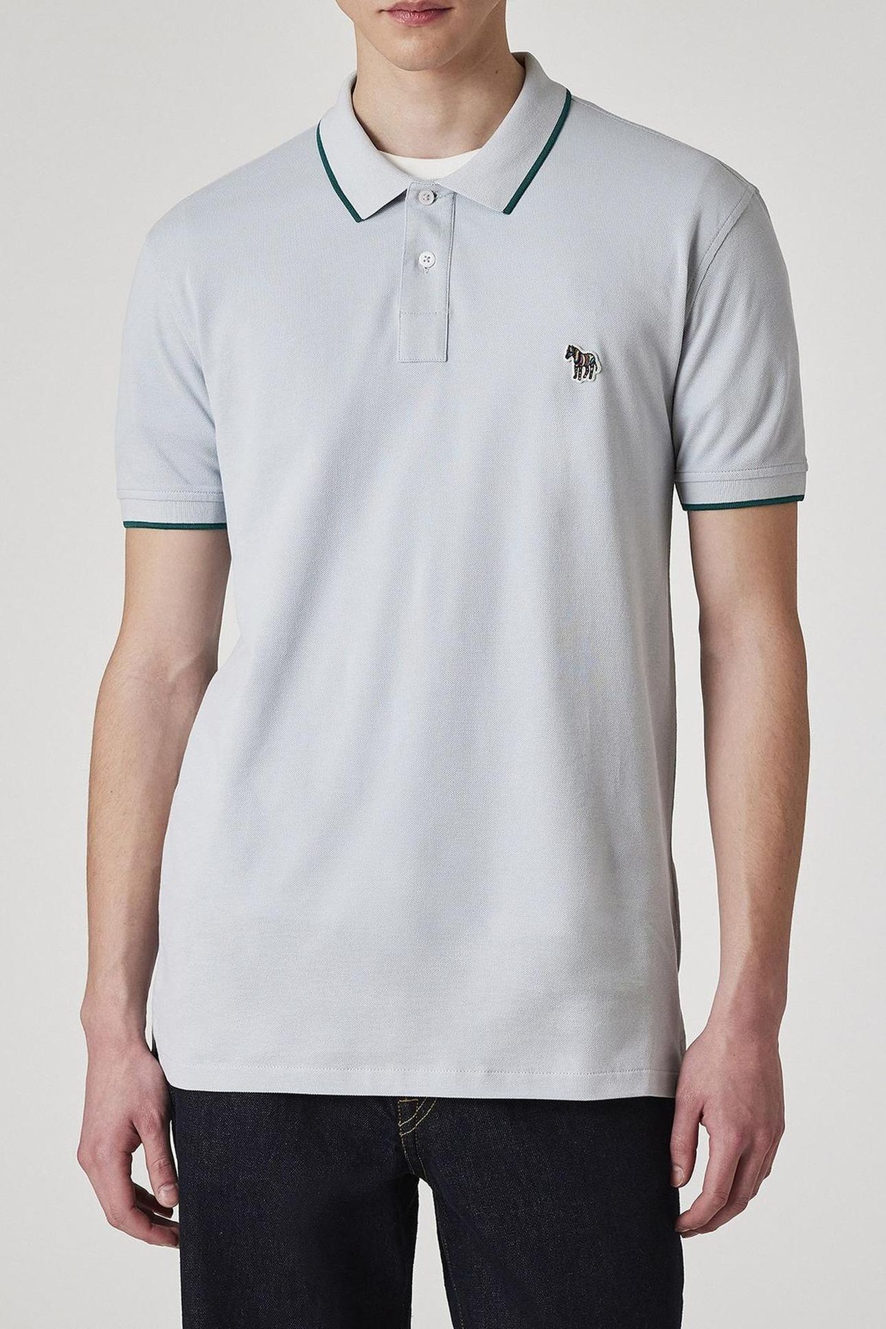 MENS SLIM POLO SS ZEB BADGE GREY 1