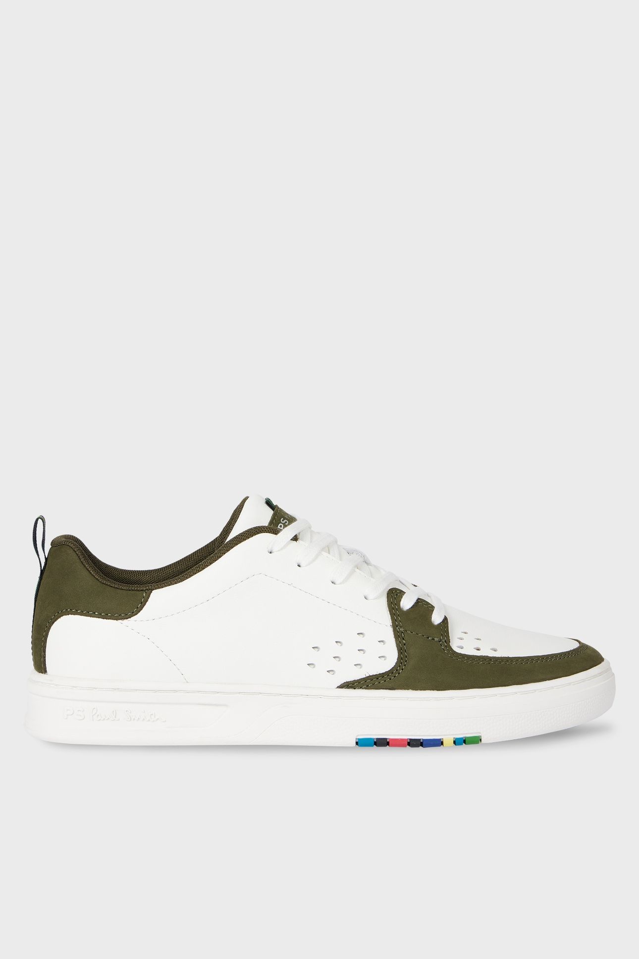 MENS SHOE COSMO WHITE KHAKI BACK PANEL WHITE 1