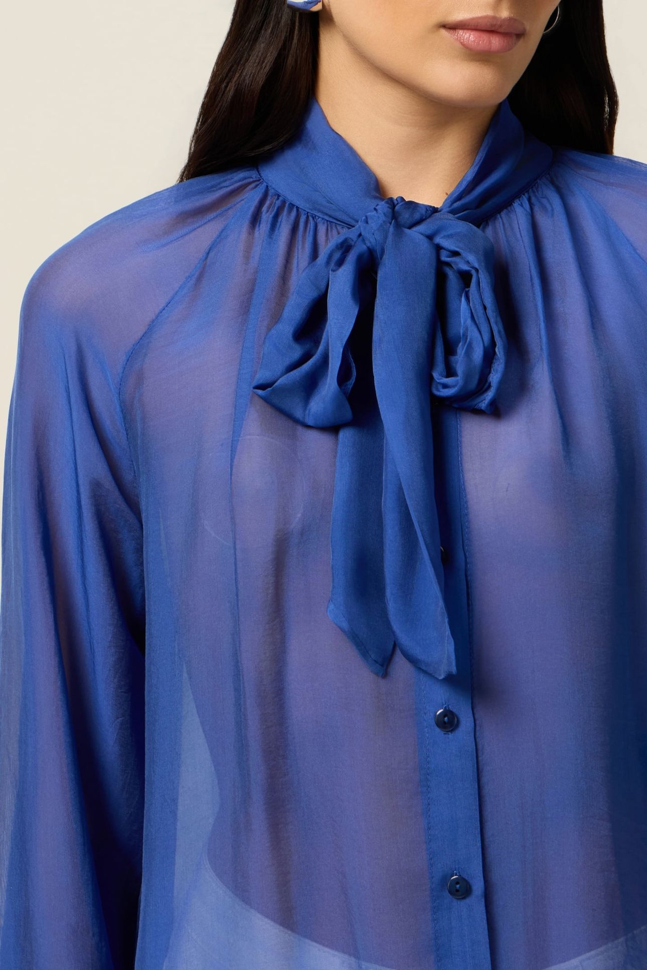 SILK BLEND VOILE BLOUSE BLUE 4