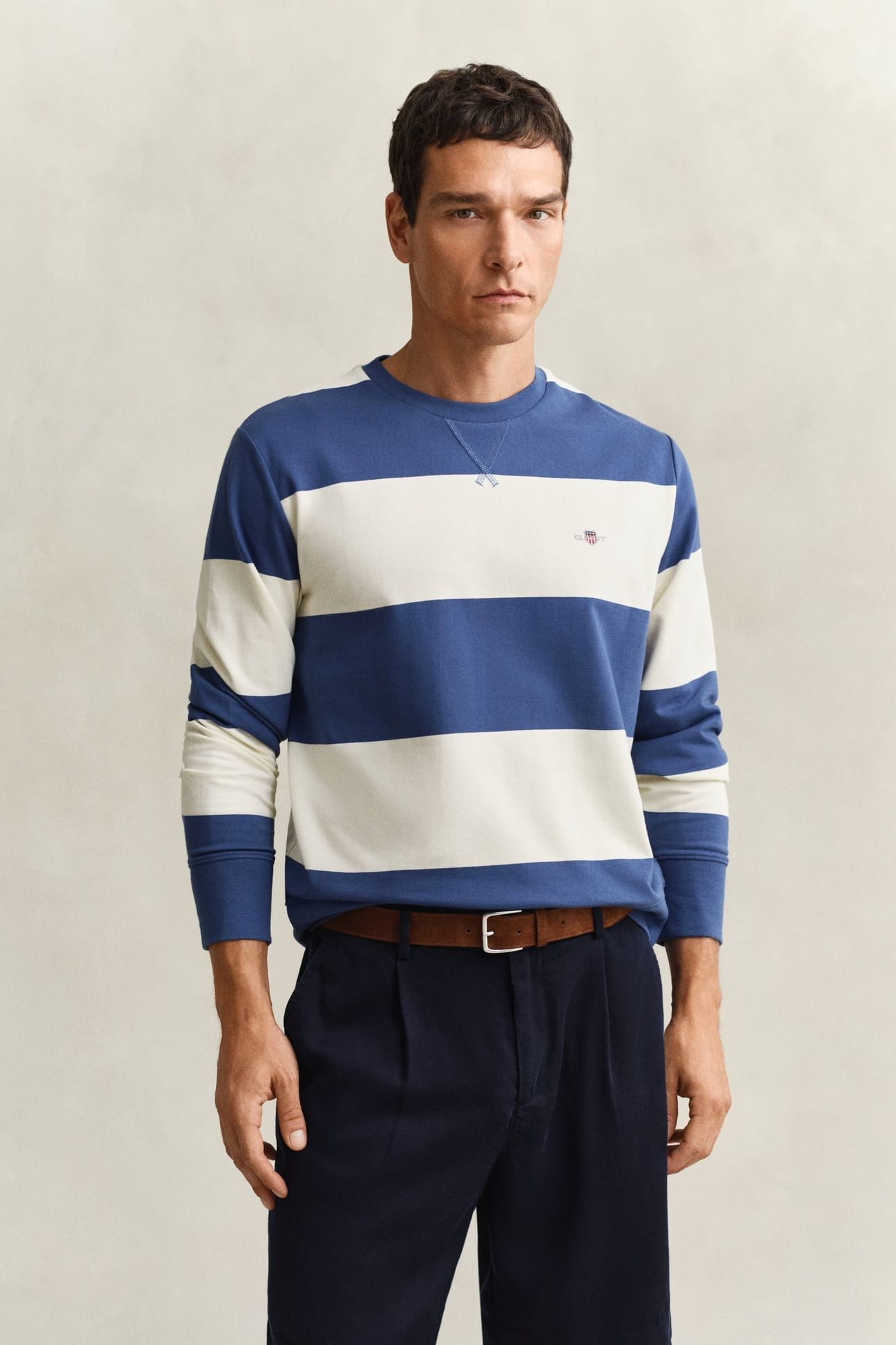 STRIPED C-NECK VINTAGE BLUE 1