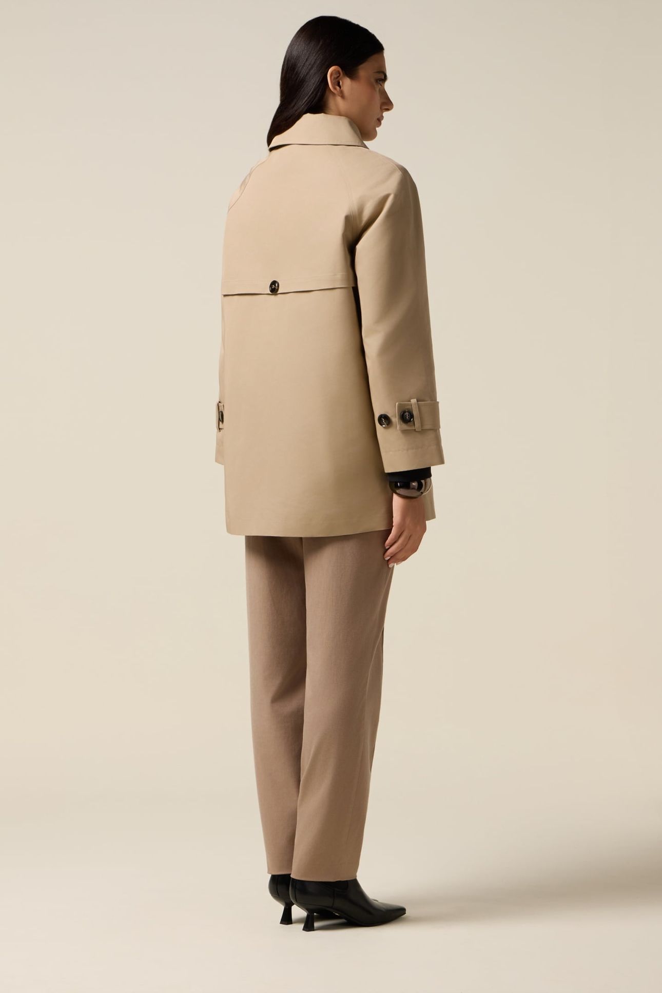 DOUBLE-BREASTED MIDI TRENCH COAT IN COTTON BLEND BEIGE 3
