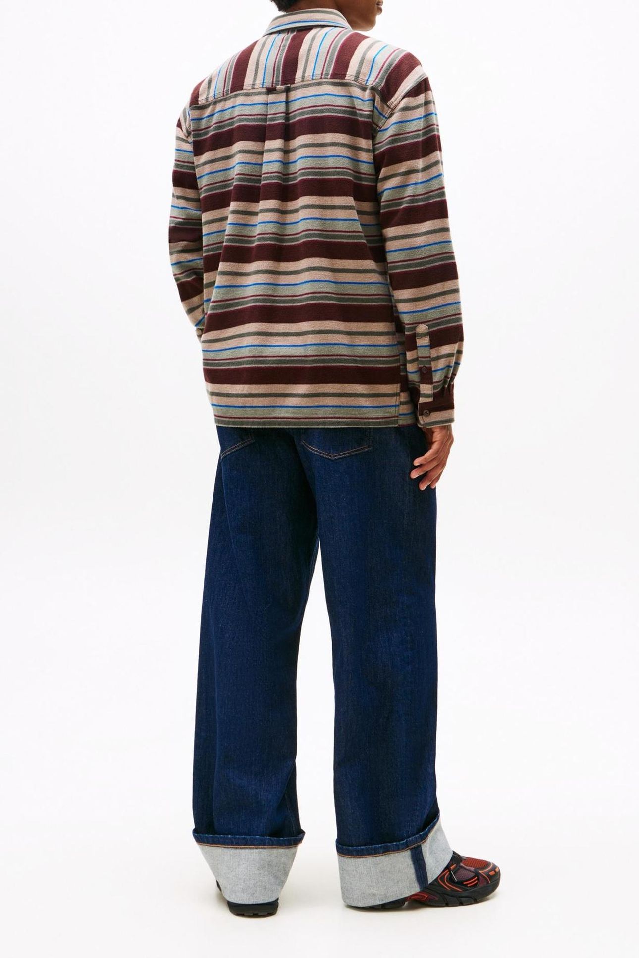 TJM UTILITY FLANNEL RICH BROWN/HORIZONTAL STRIPES 1