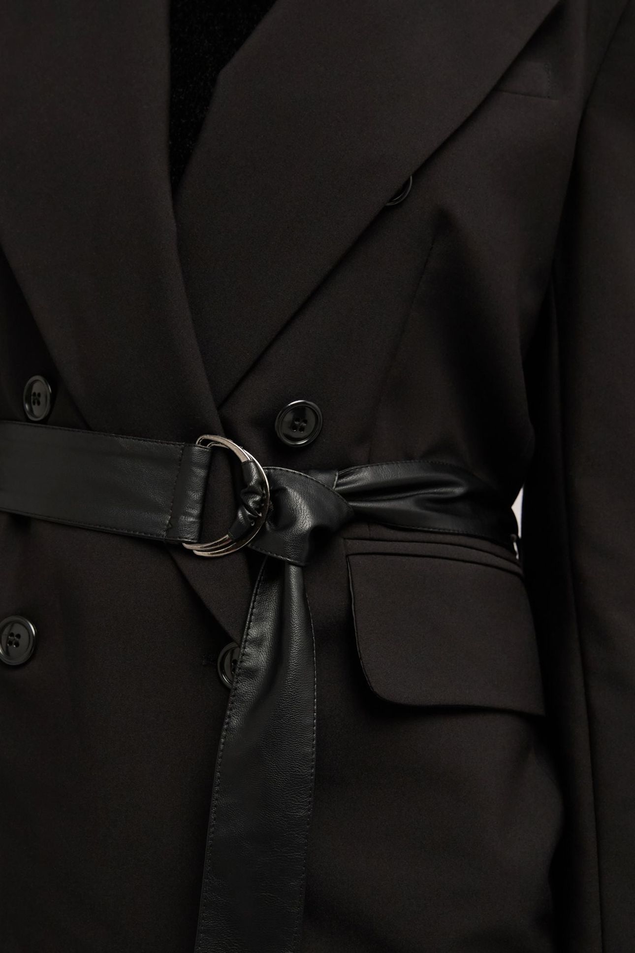 DOUBLE-BREASTED BLAZER WITH BELT BLACK 5