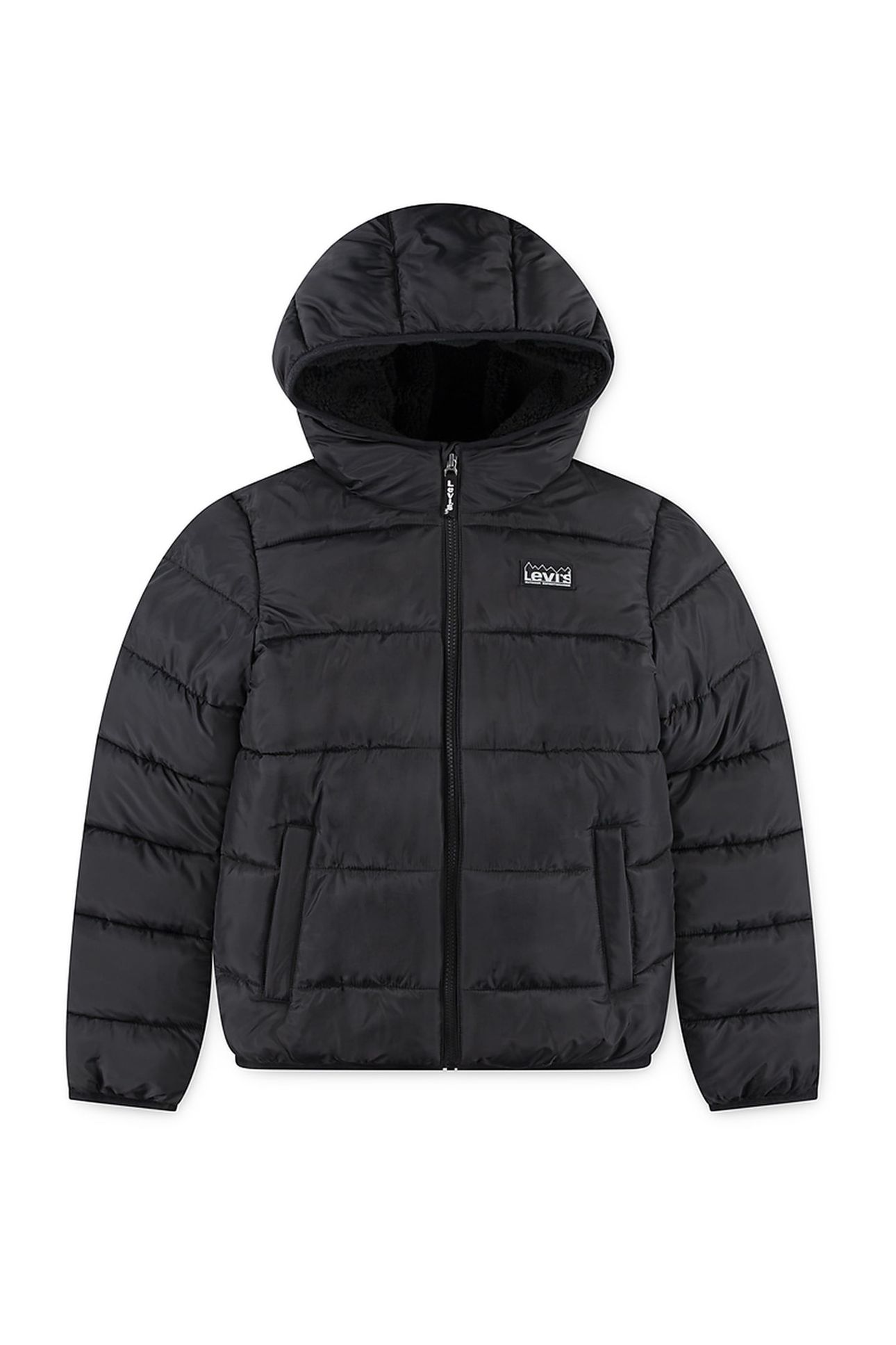 BOYS SHERPA LINED PUFFER BLACK 1