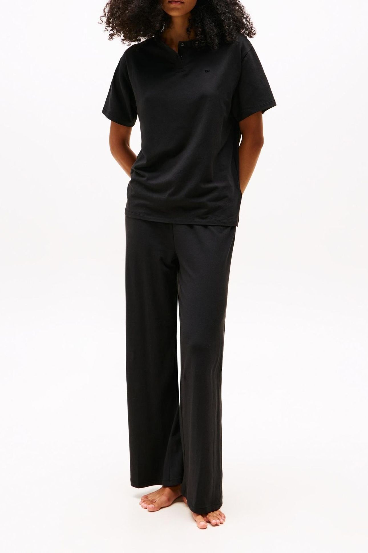 SS MODAL HENLEY T-SHIRT BLACK 1