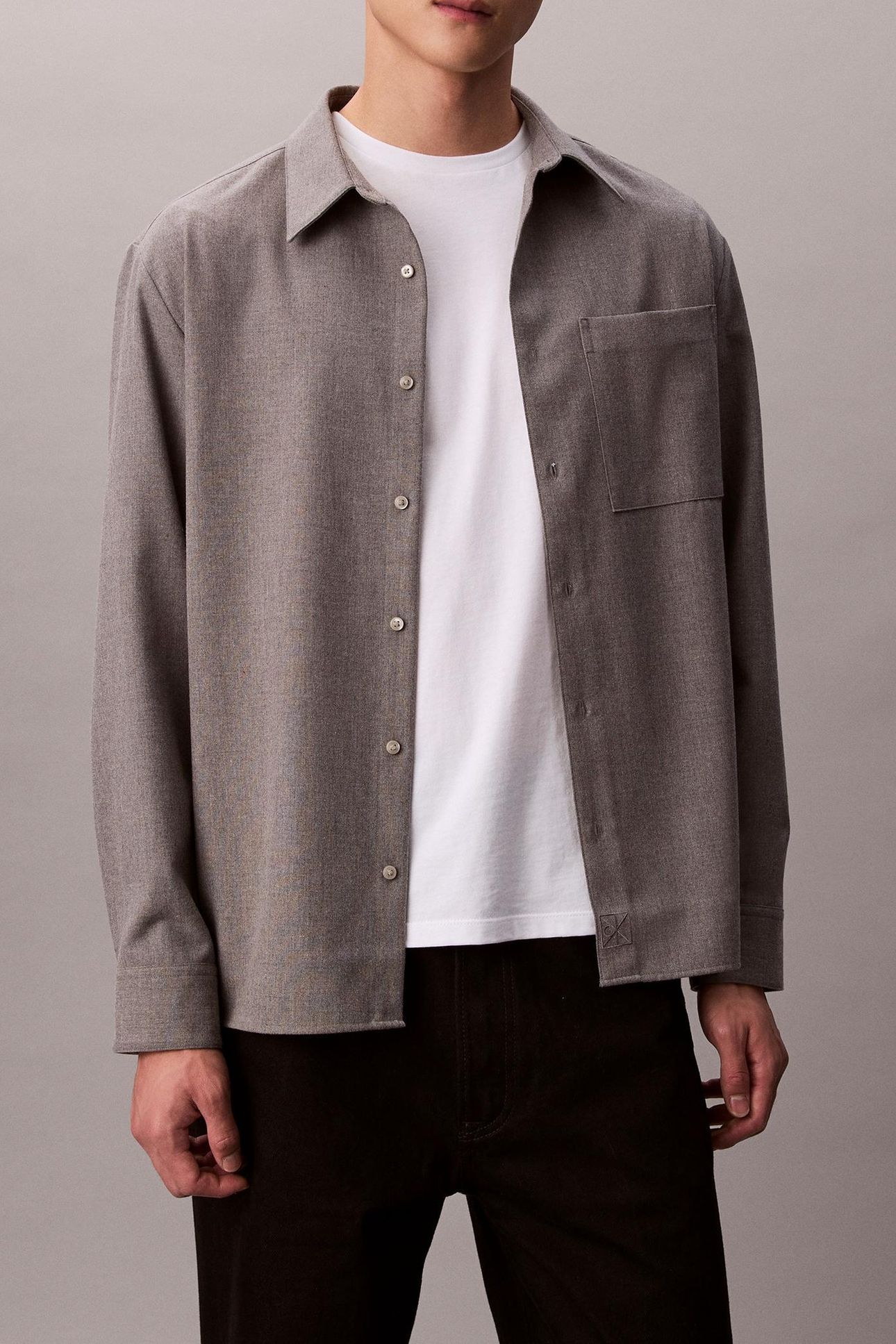 LS SOLID SILK WOOL SHIRT MARBLE GRAY 1