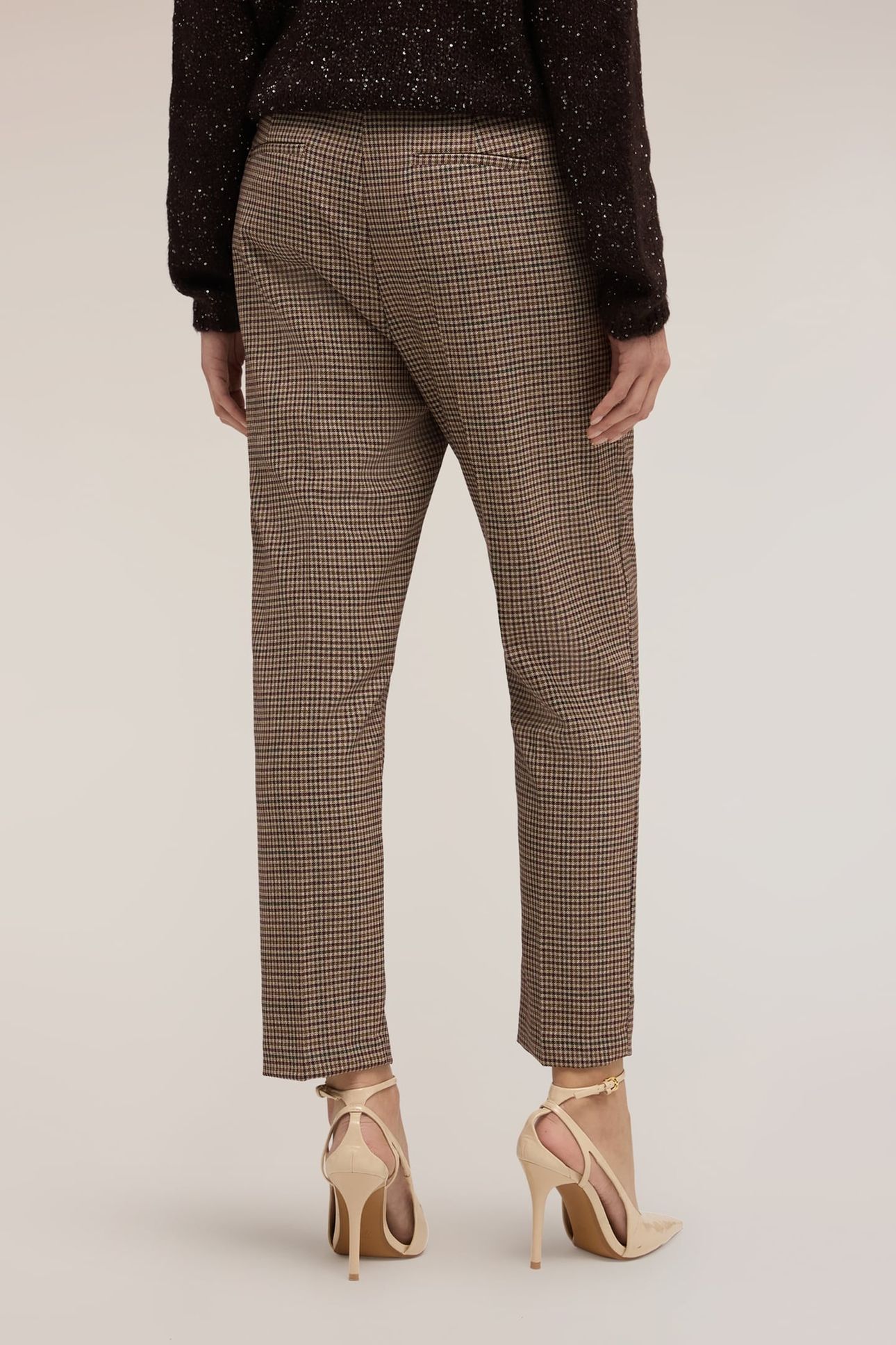 REGULAR FIT PANTS WITH CHECK PATTERN BEIGE 3