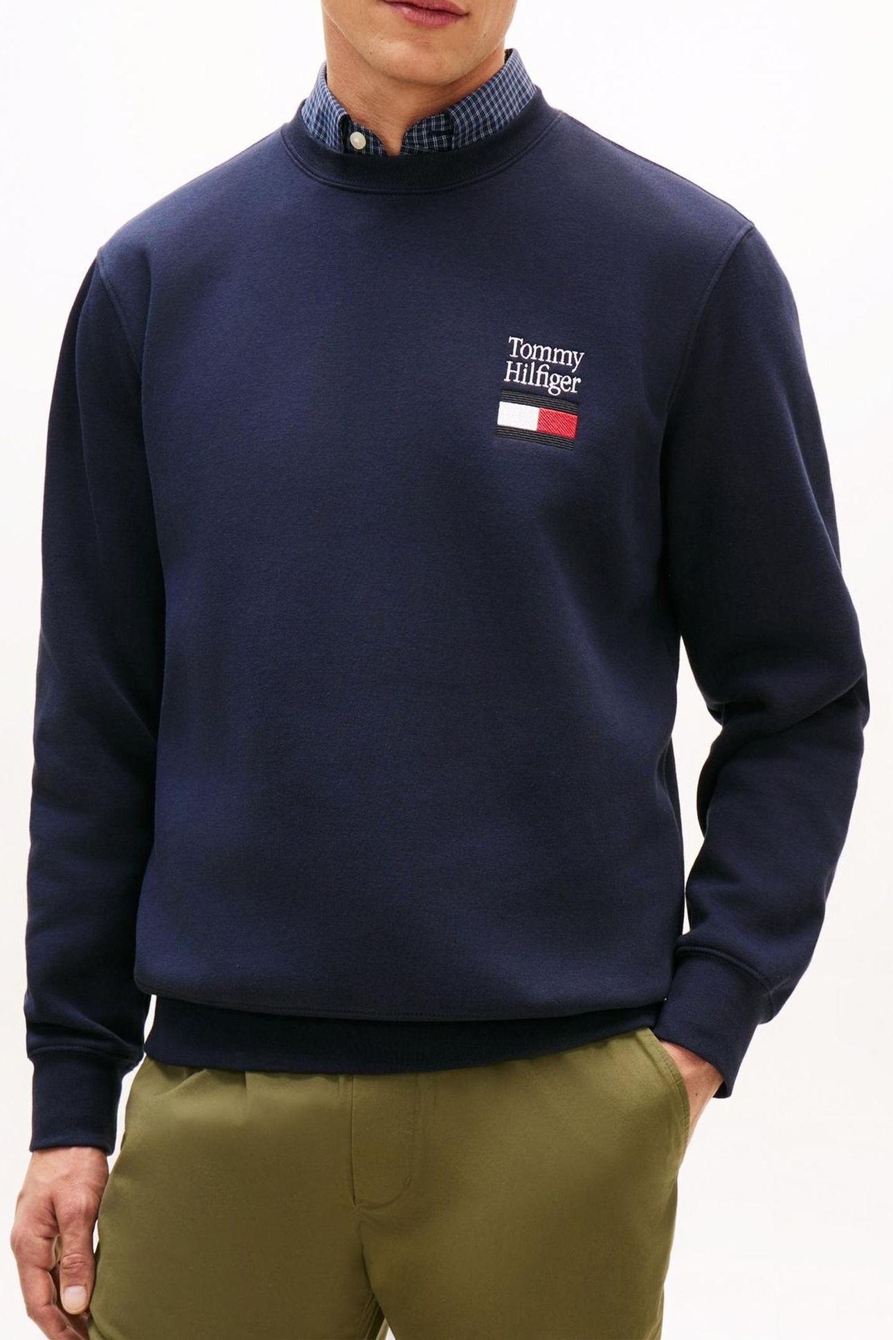 TOMMY EMBRO FLAG SWEATSHIRT DESERT SKY 1