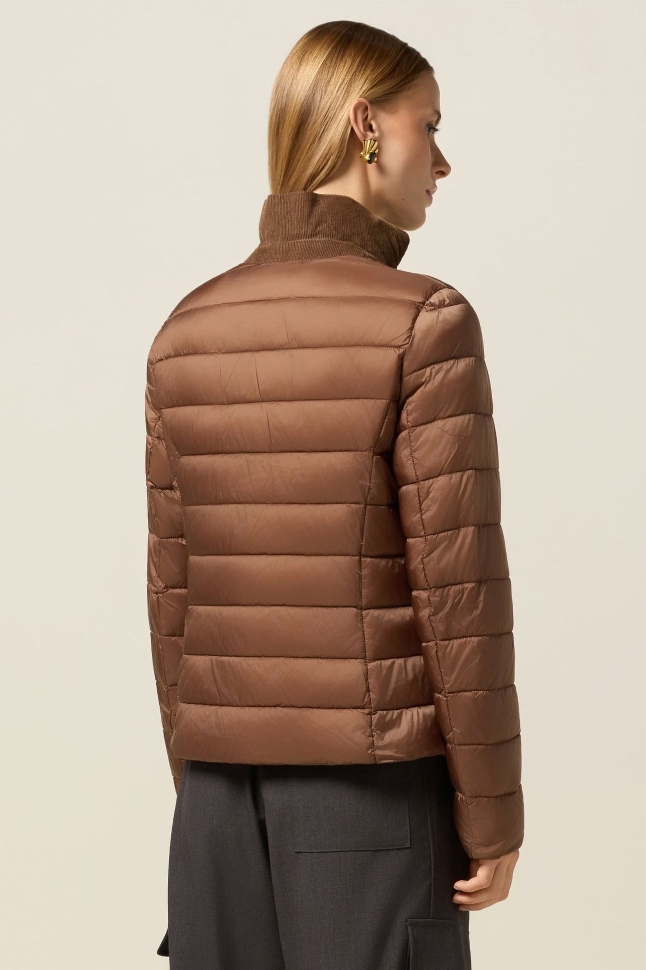 LIGHTWEIGHT QUILTED DOWN JACKET BROWN 2