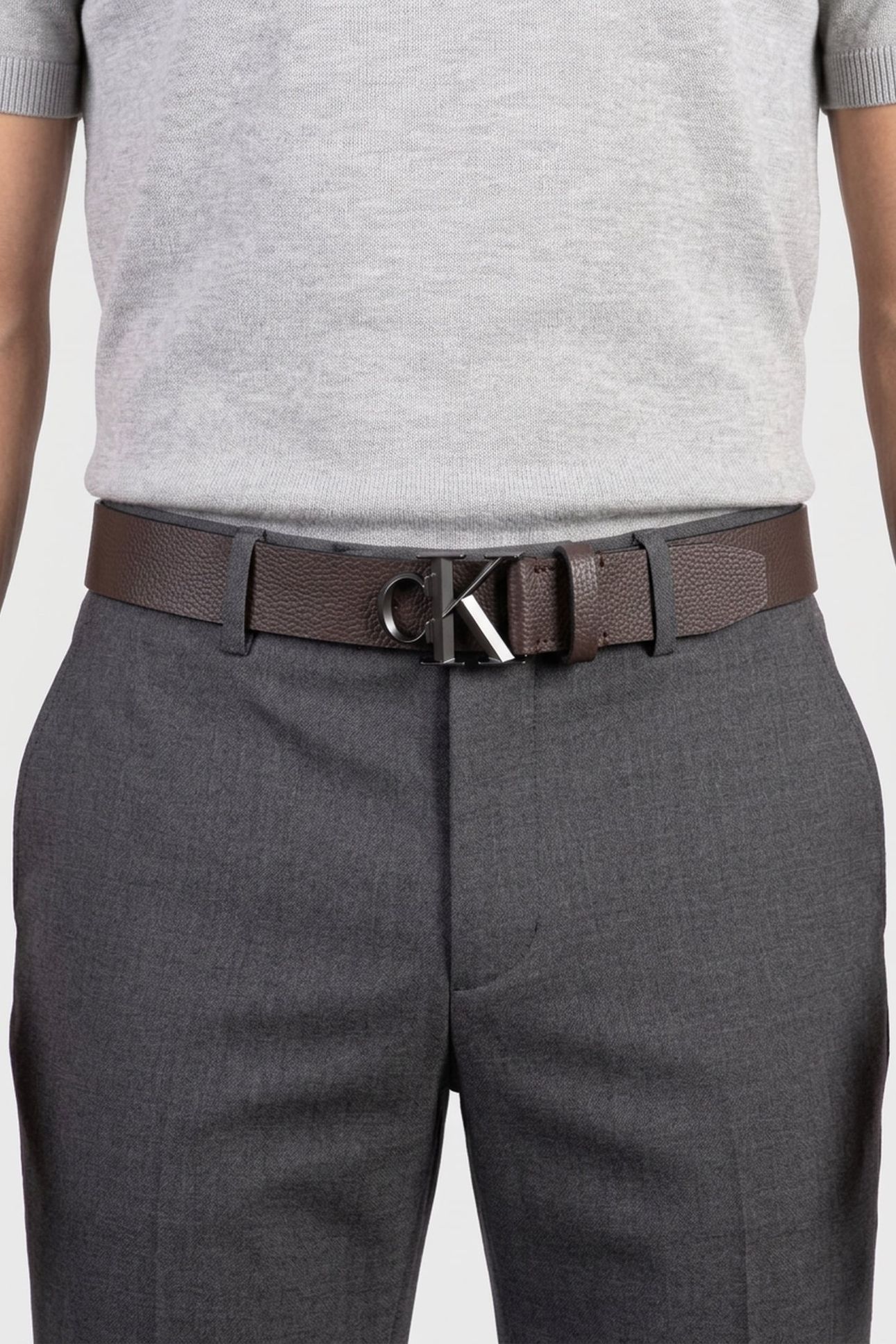 CK BUCKLE 32MM BELT CK DARK BROWN 2