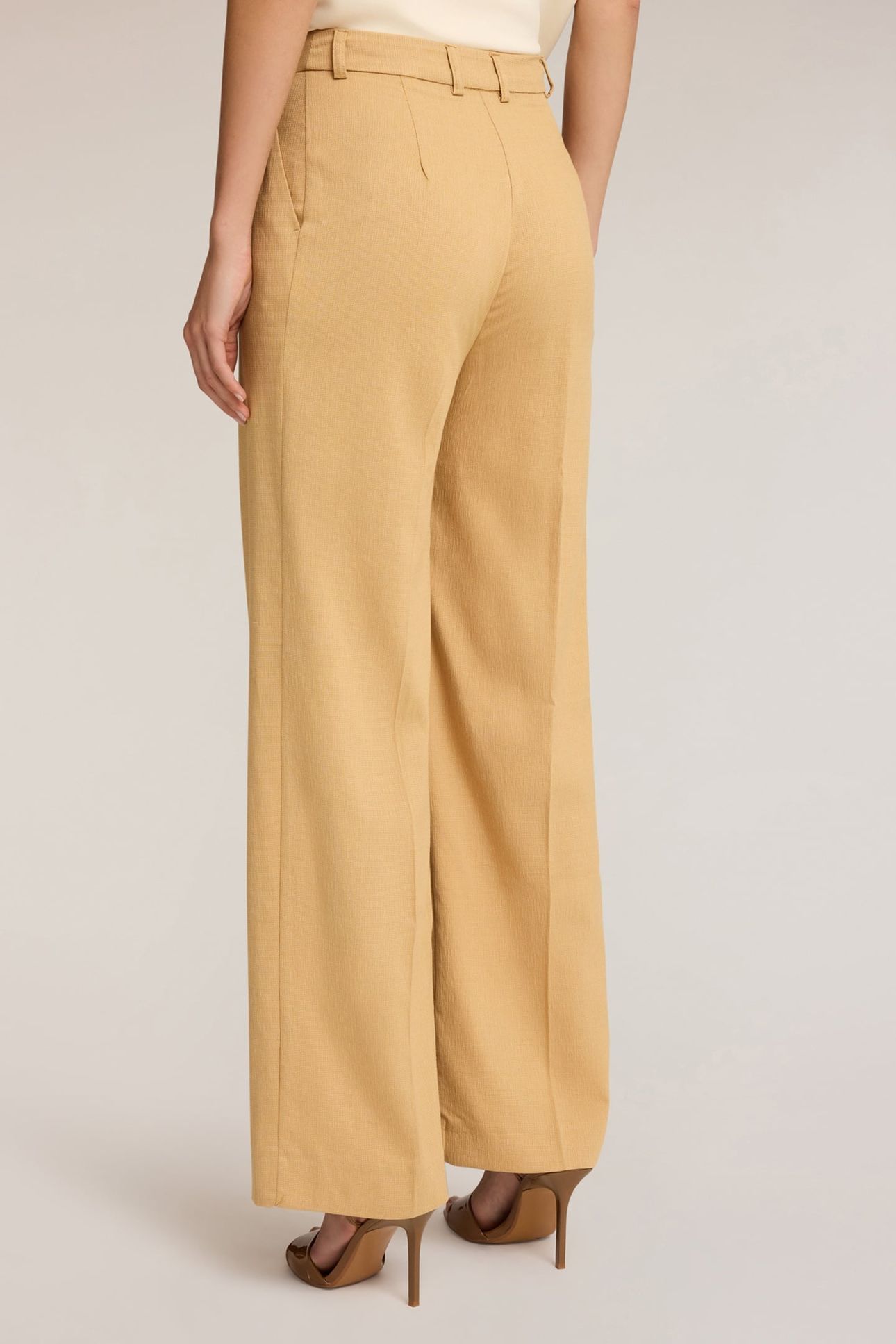 FLUID WIDE-LEG PLEATED TROUSERS BEIGE 3
