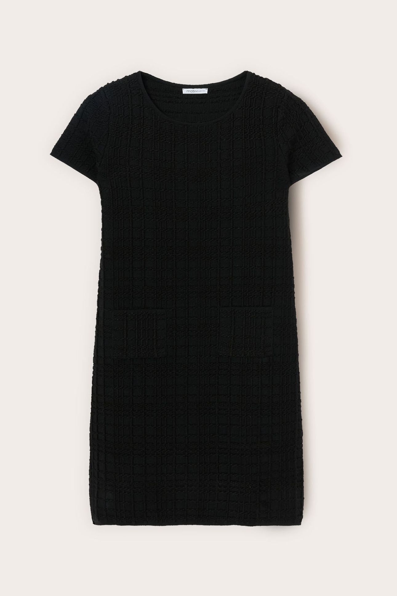 KNITTED WOOL BLEND SHEATH DRESS BLACK 4
