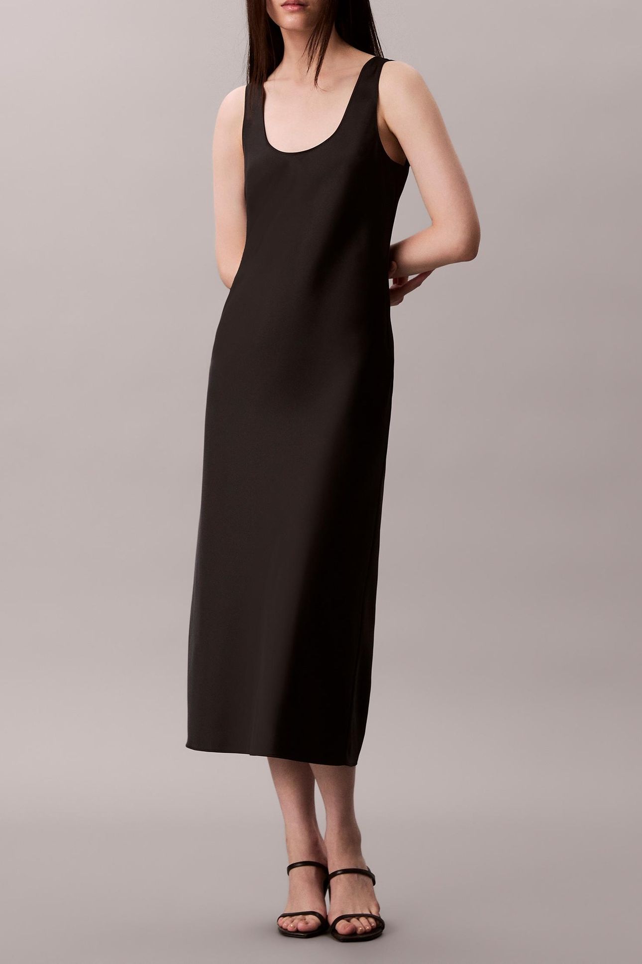 MATTE SHINE SATIN DRESS BLACK 1
