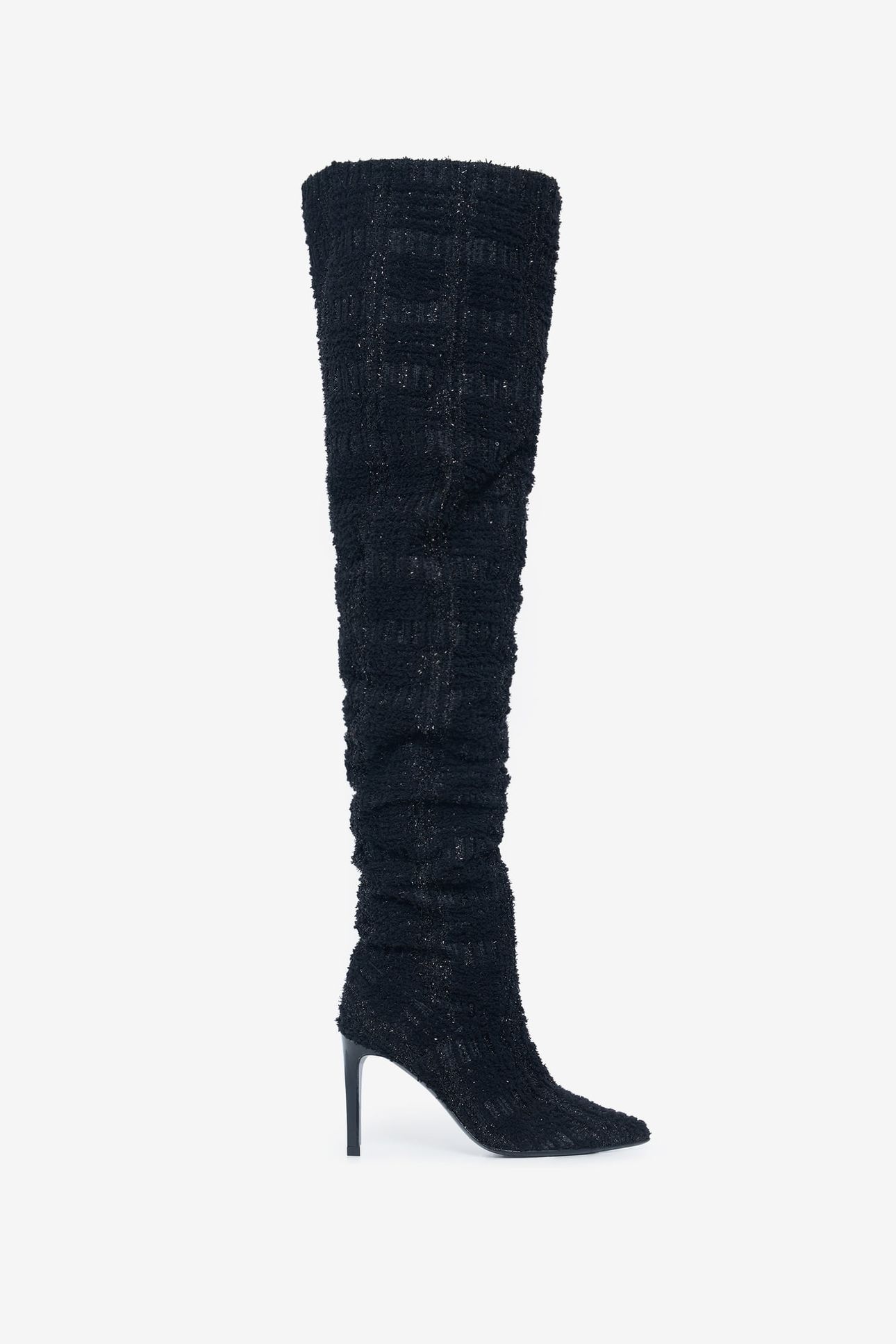 EVA TWEED HIGH BOOT BLACK GLITTER 1