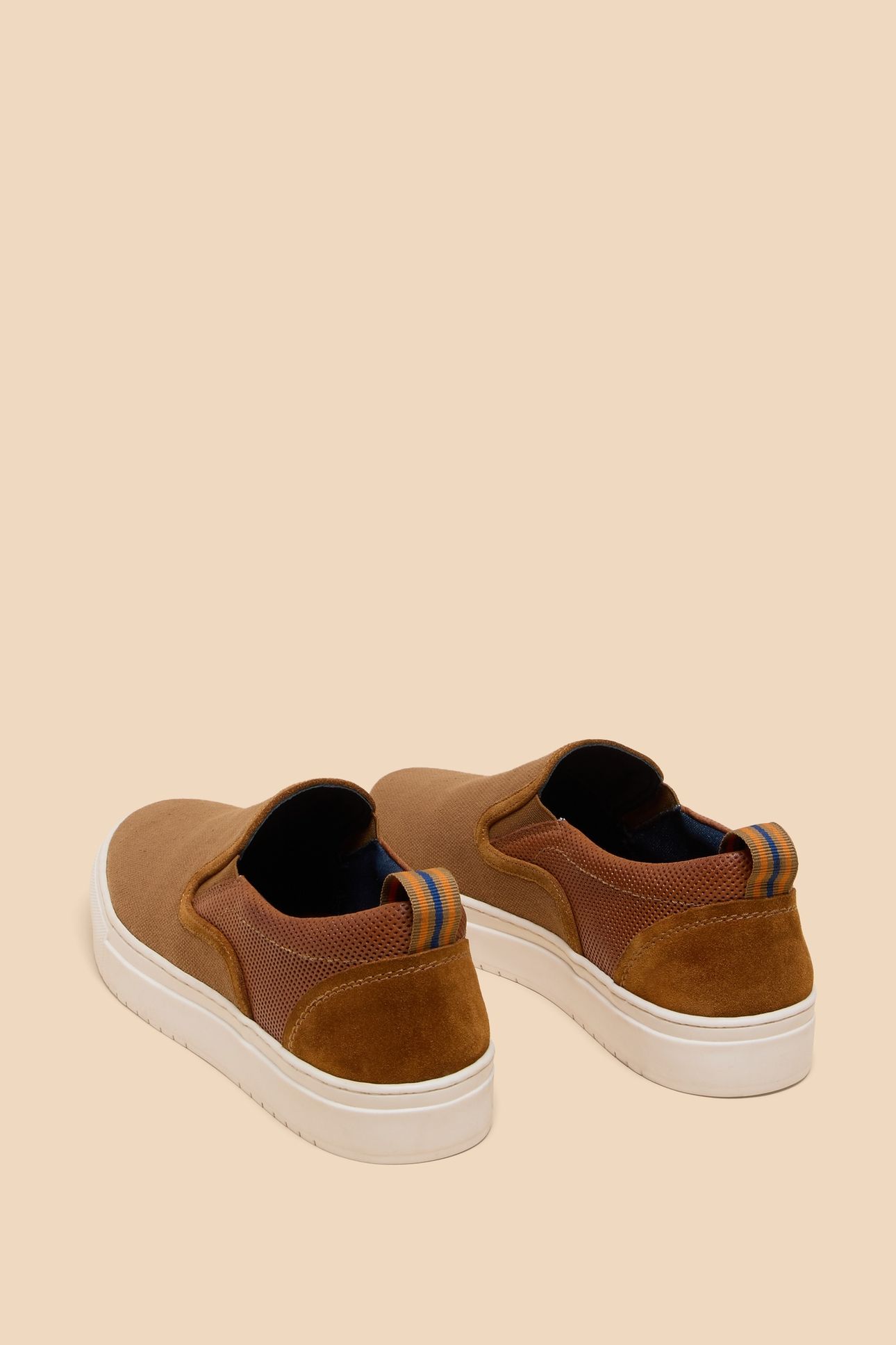 CANVAS LEATHER MIX SLIP ON MID TAN 4