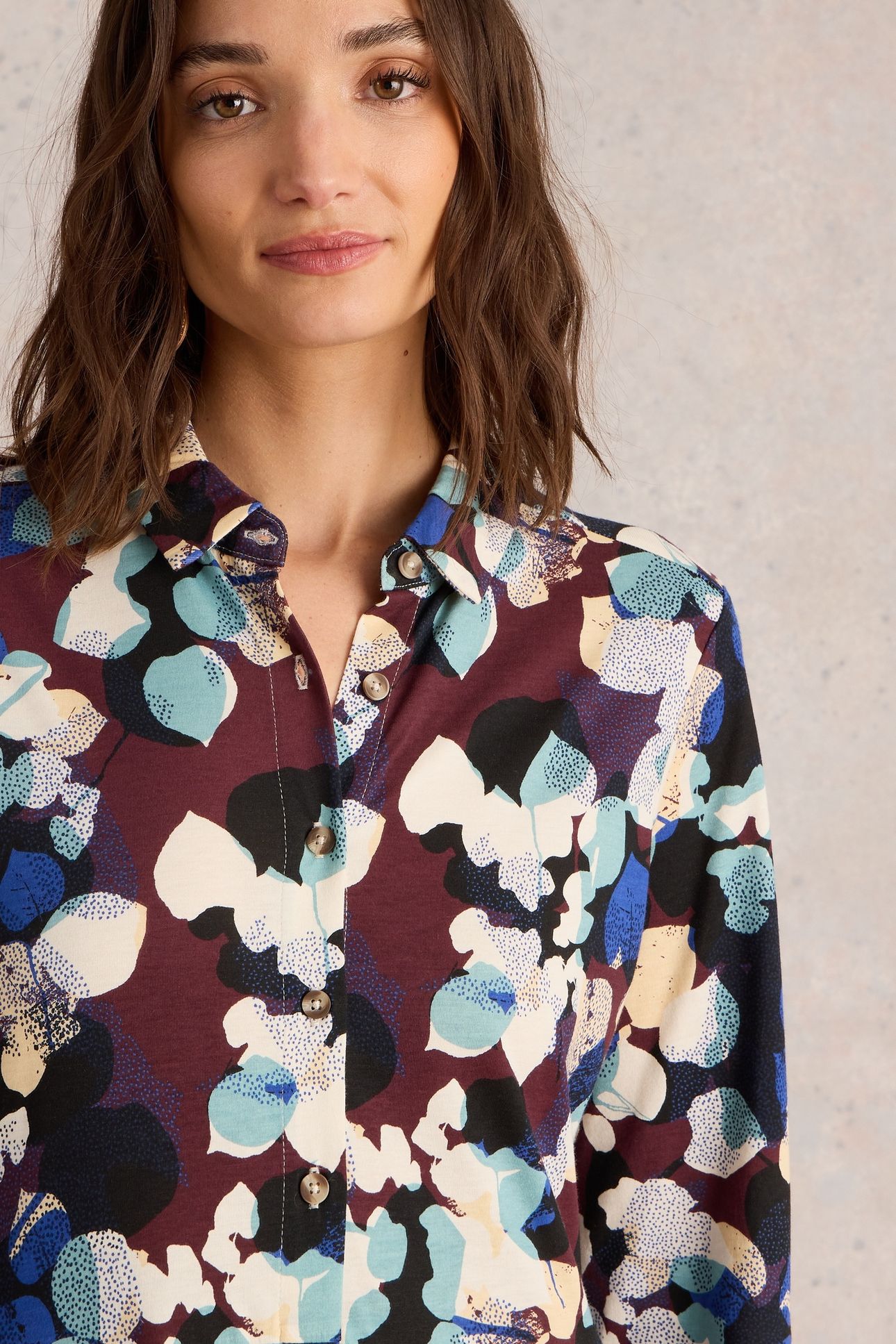 RUA JERSEY SHIRT DRESS PLUM MULTI 5