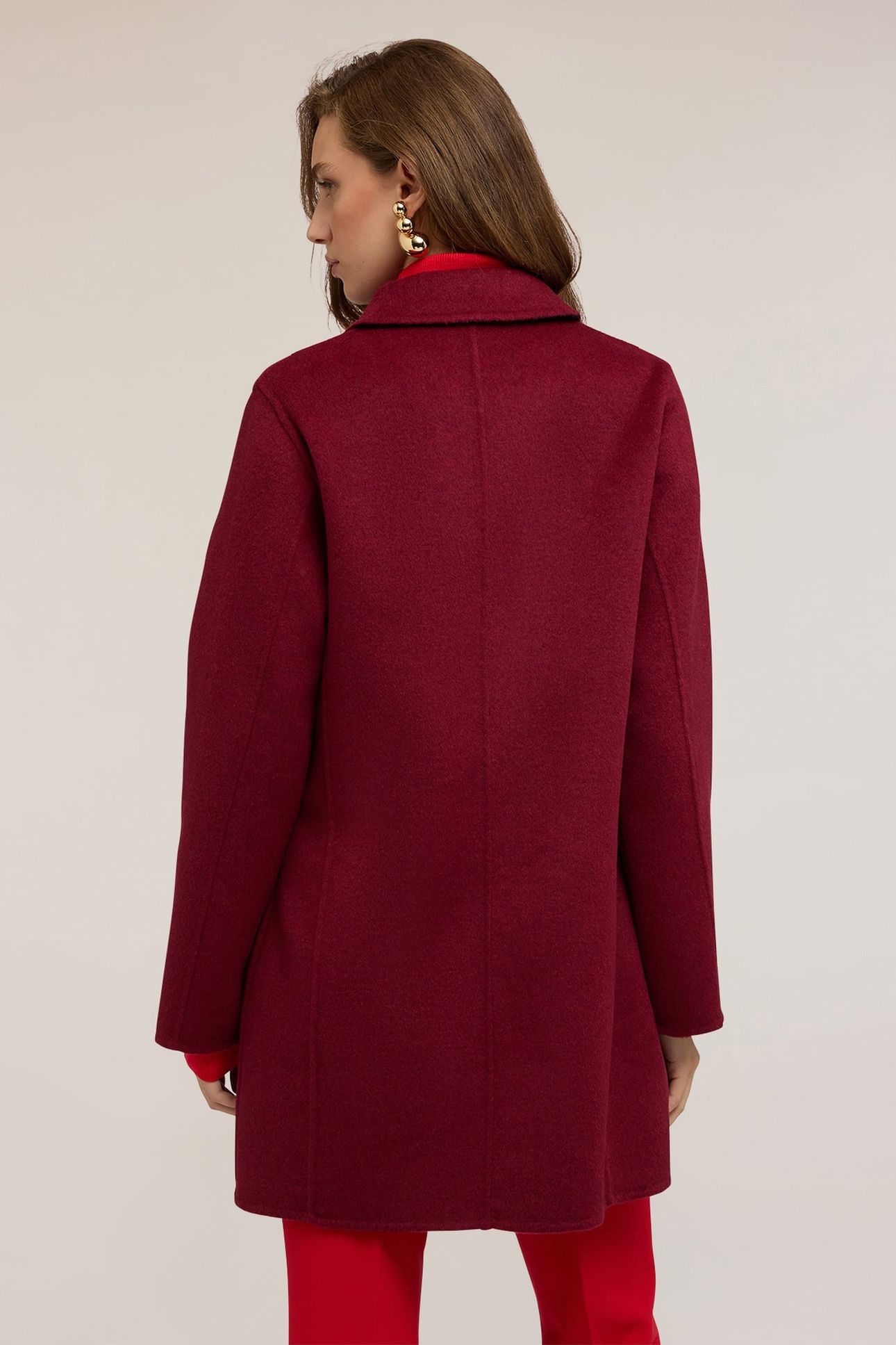 REVERSIBLE COAT IN WOOL BLEND FABRIC BURGUNDY 4