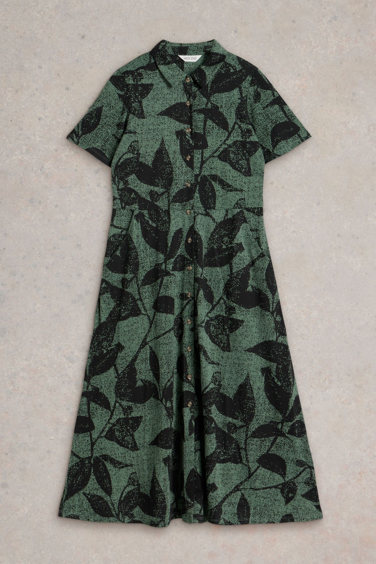 RUA JERSEY SHIRT DRESS GREEN PRINT 4