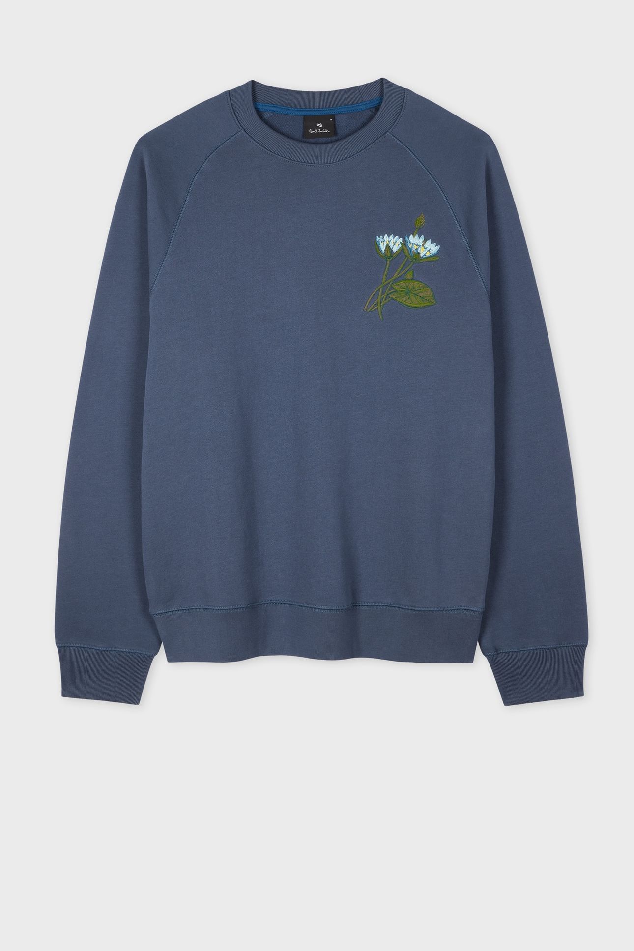 MENS LS SWEATSHIRT FLORAL EMB INDIGO 4