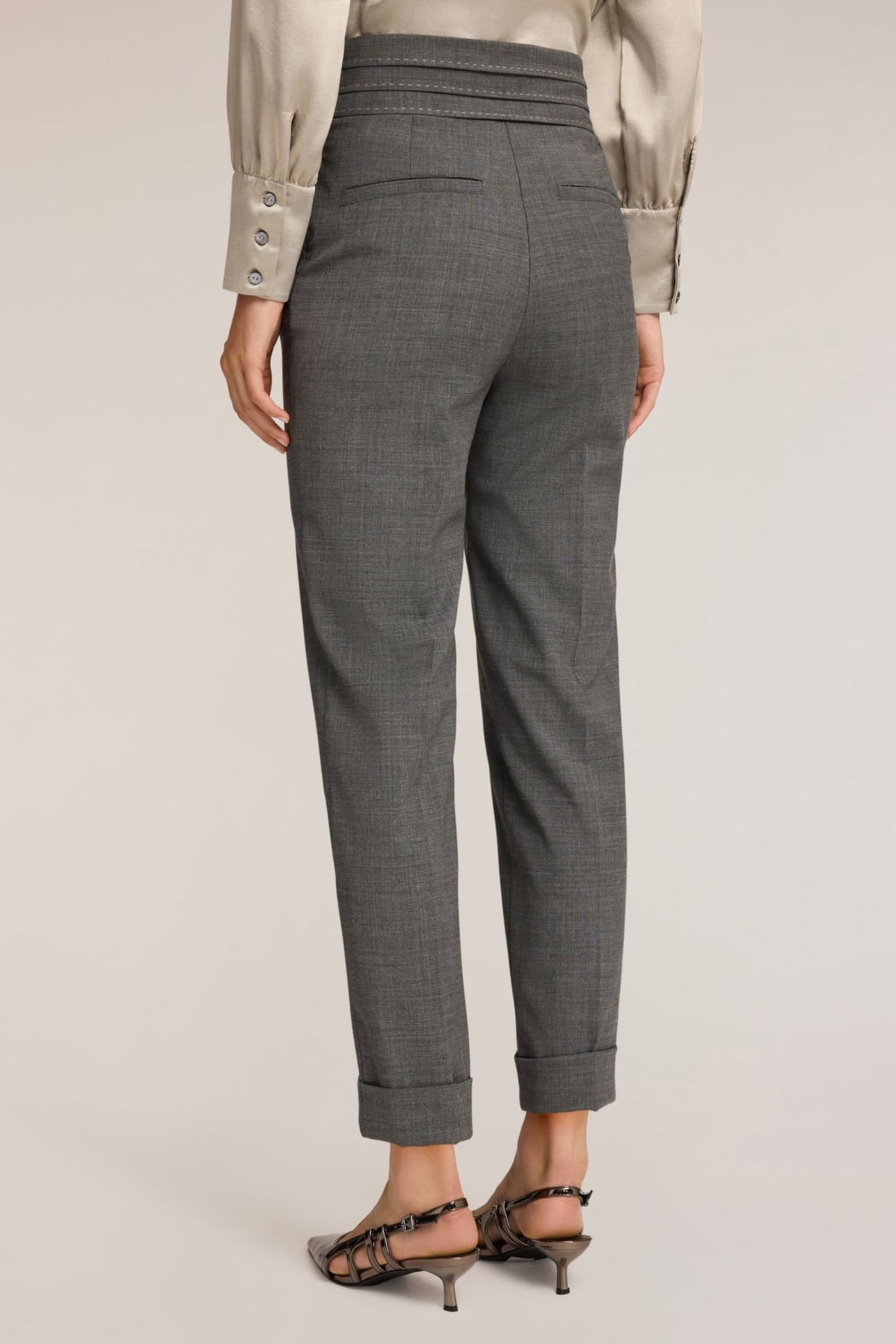 CIGARETTE PANTS WITH TOPSTITCHING GREY 3