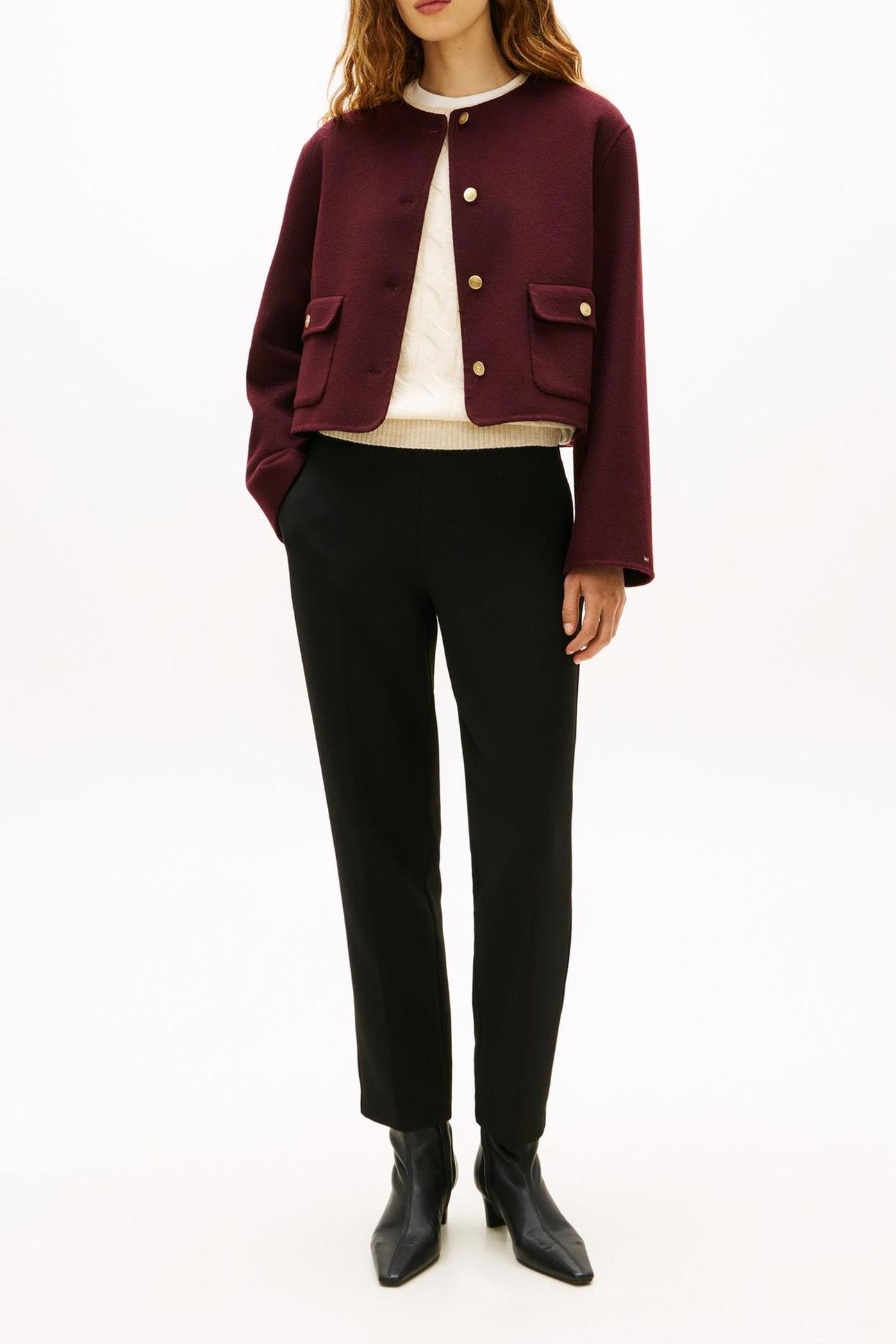 DF WOOL BLEND REG JACKET DEEP BURGUNDY 2