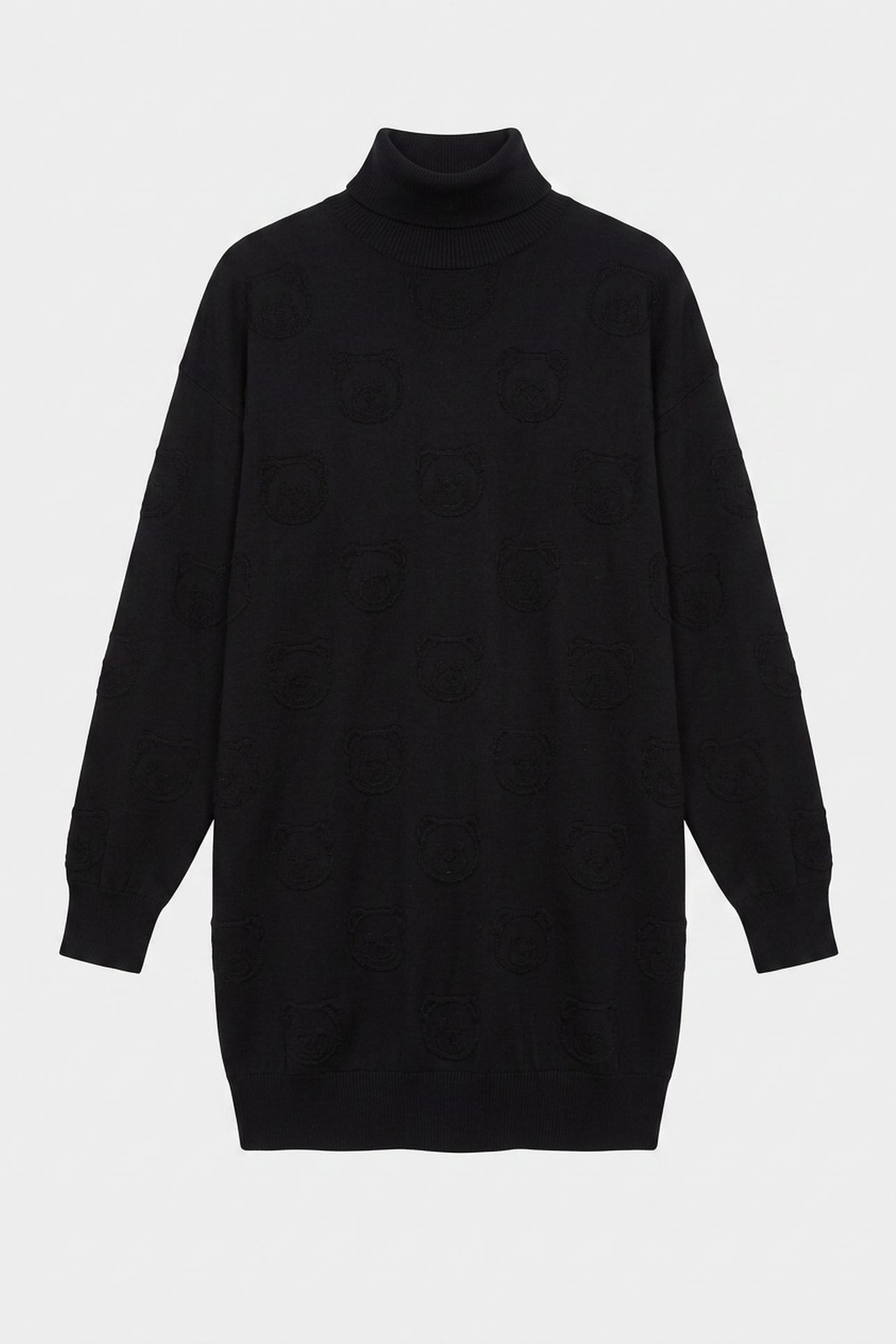 ALLOVER TEDDY BEAR WOOL DRESS BLACK 3