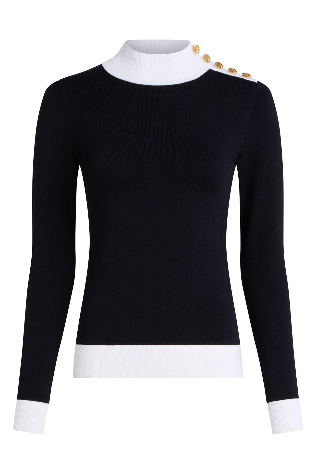 BUTTON DETAIL MOCK NECK BLACK 4