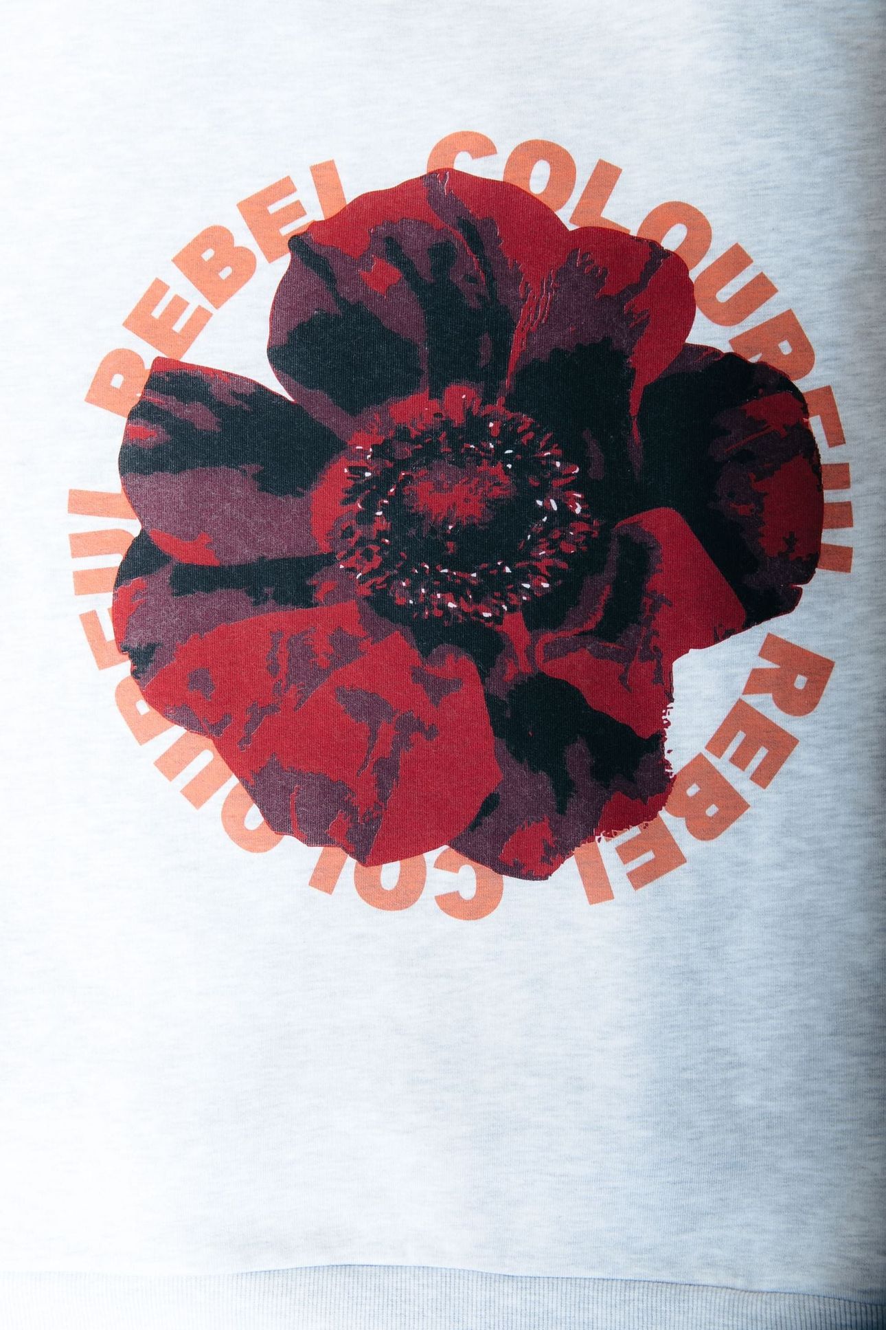 CR ROUND FLOWER DROPPED SHOULDER SWEAT LIGHT GREY MELANGE 4
