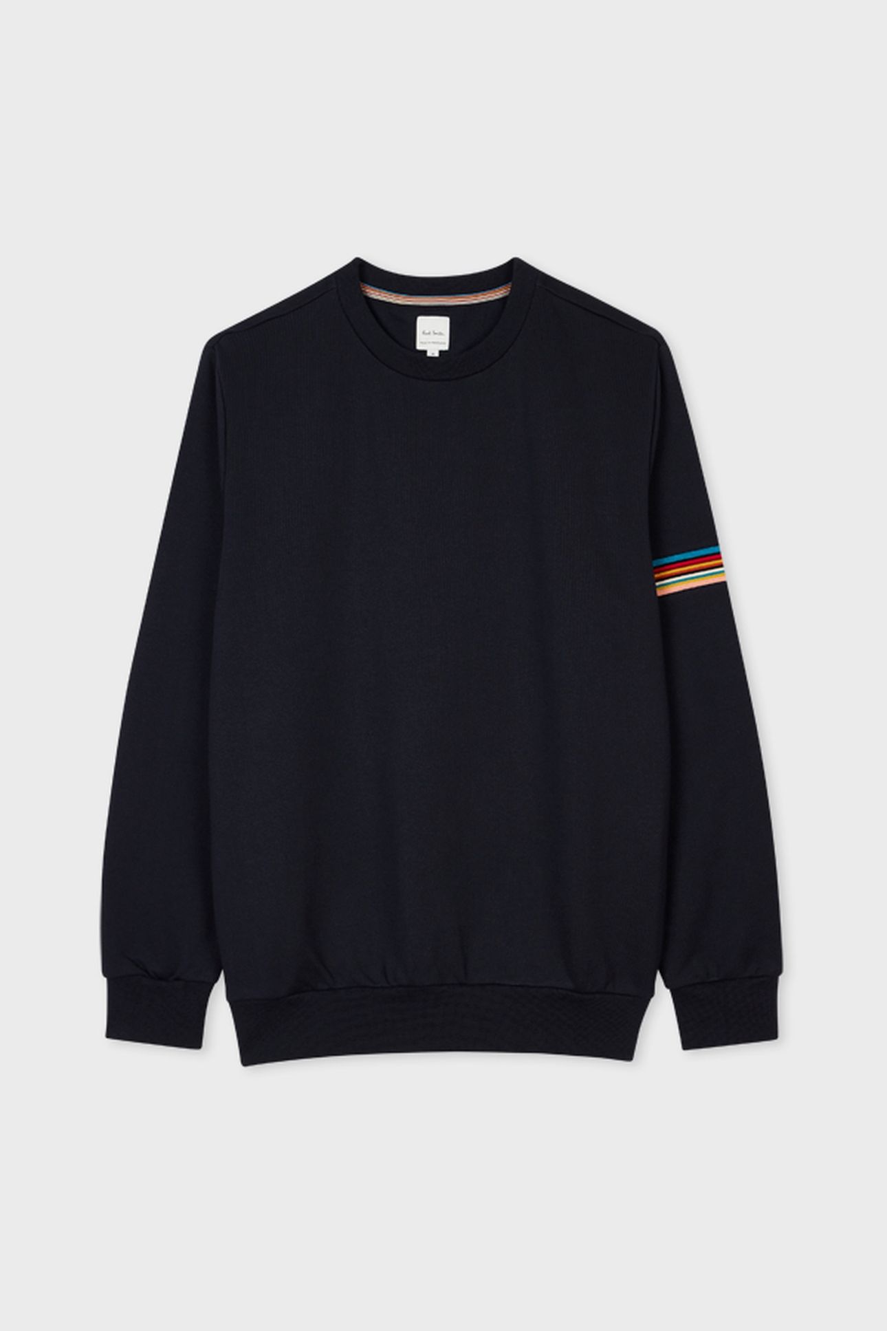 MENS SWEATSHIRT WITH STRIPE ARM DETAIL VERY DARK NAVY 2