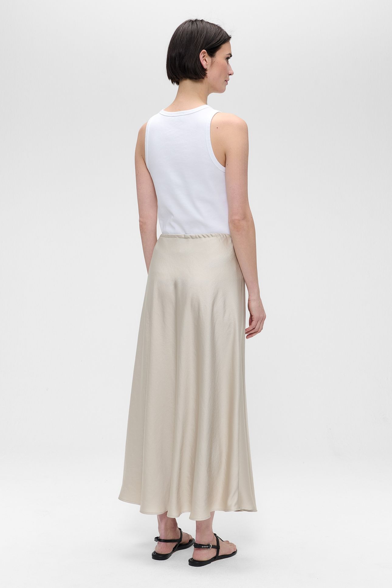WASHED SATIN DRAWSTRING SKIRT CHALK 3
