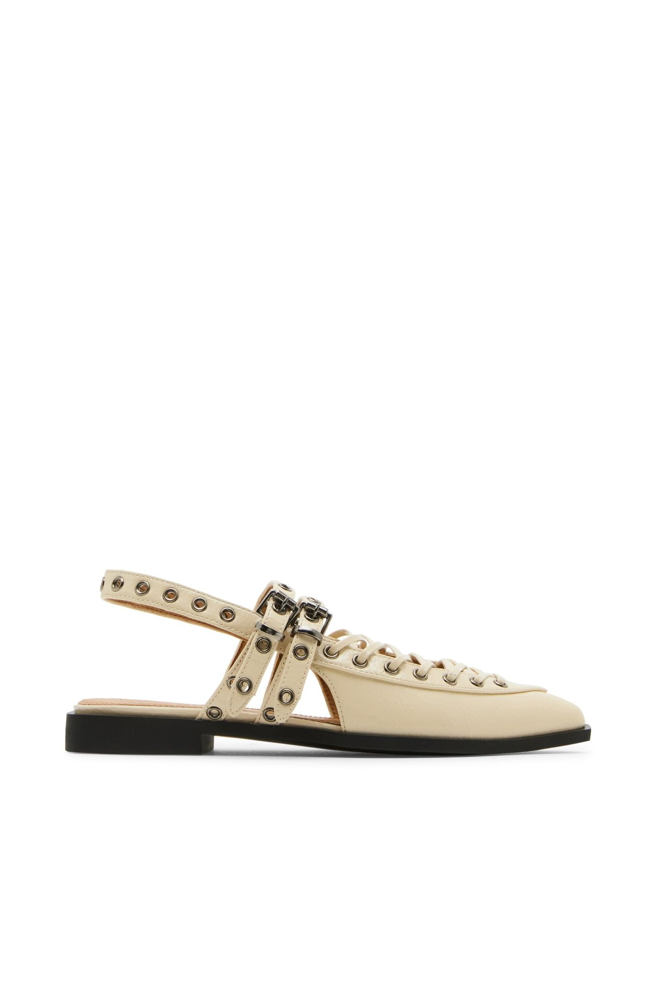 GALANTI FLAT SHOES BONE PATENT 1