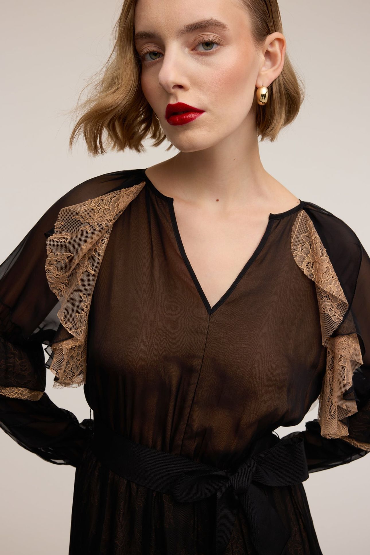 GEORGETTE AND LACE SMART COUTURE DRESS BLACK 5
