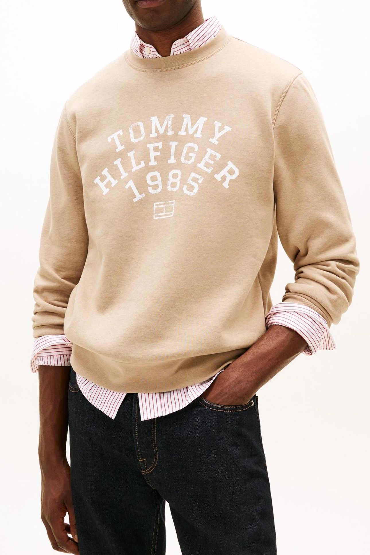 HILFIGER ARCH SWEATSHIRT COASTAL TAUPE 1