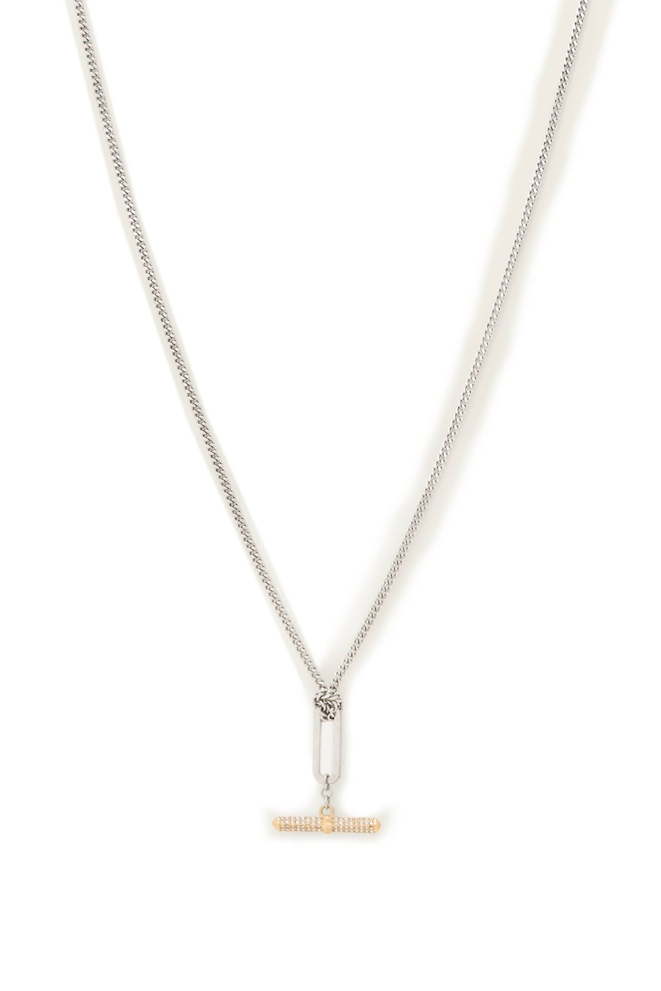 APRIL T BAR NCKLC WARM SILVER/BRASS 1