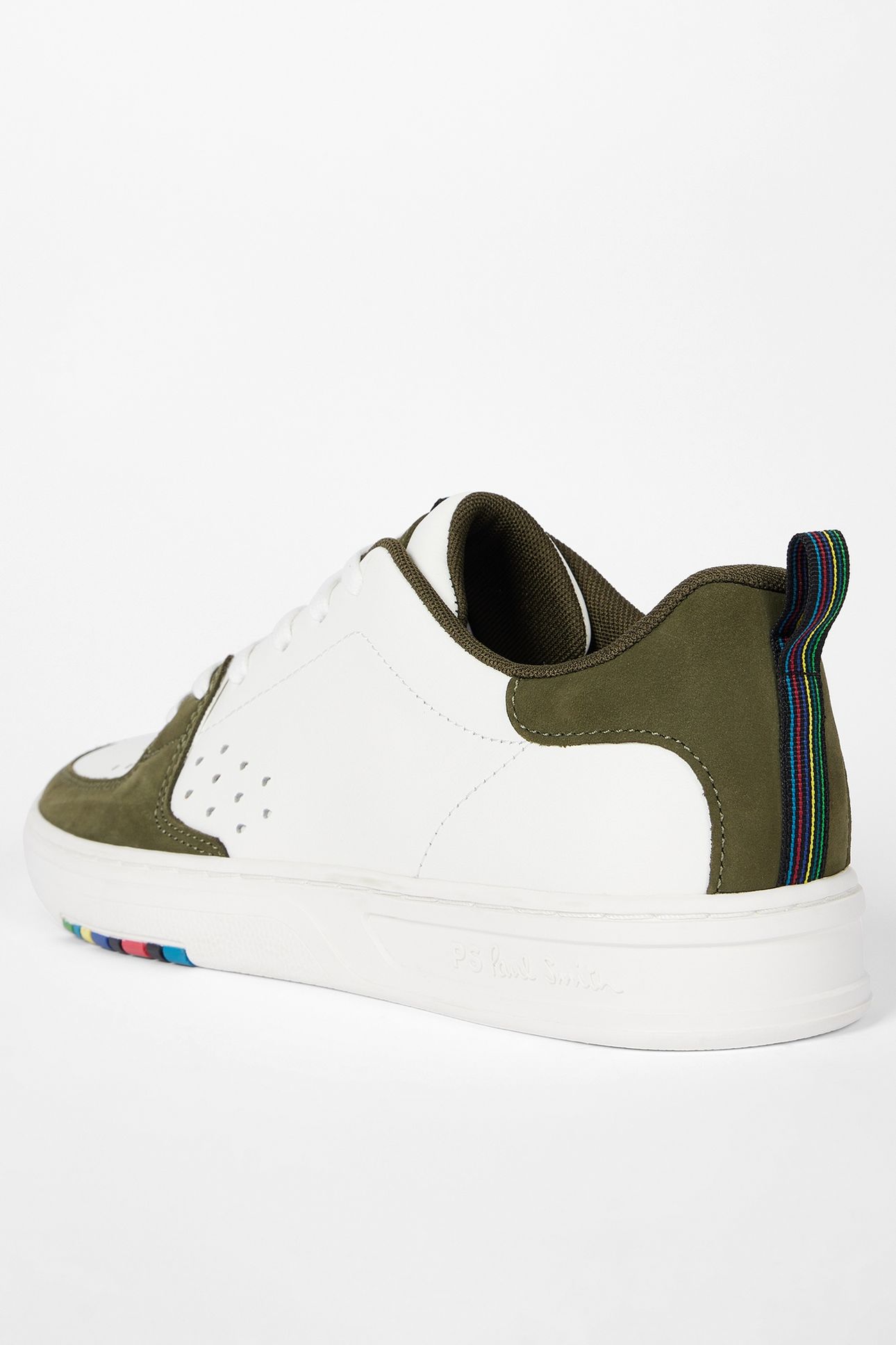 MENS SHOE COSMO WHITE KHAKI BACK PANEL WHITE 4