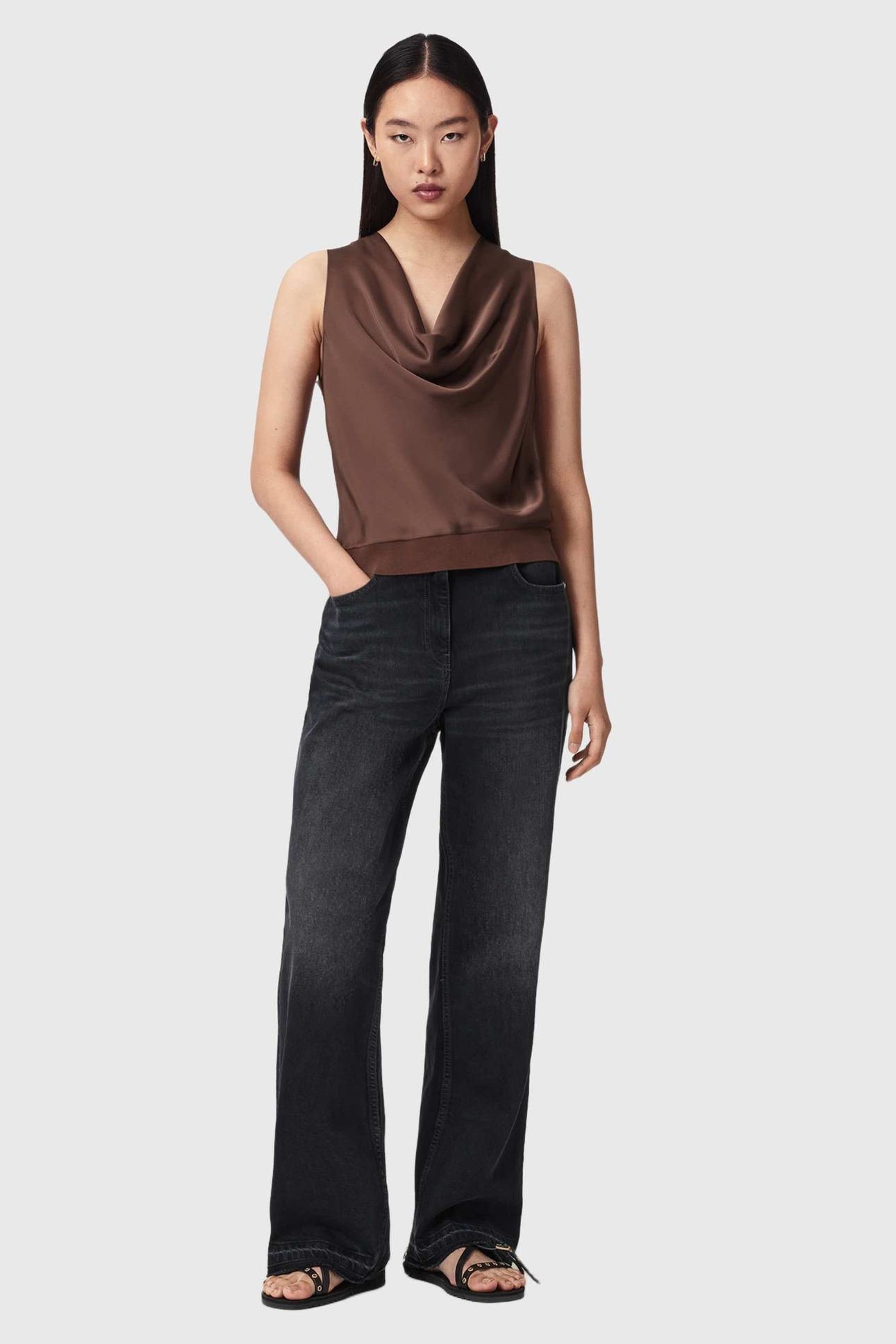 ZOEY COWL TOP PENNY BROWN 1