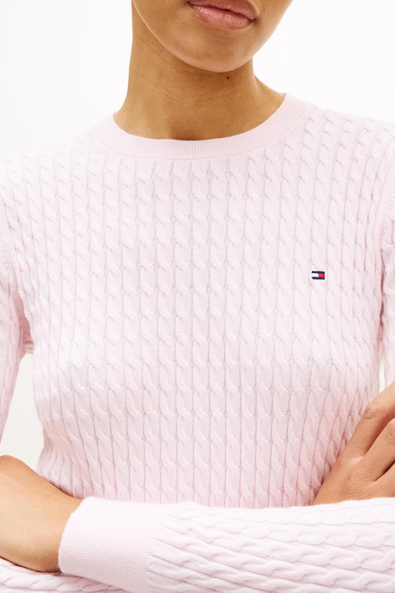 COTTON MINI CABLE SWEATER LIGHT PINK 5