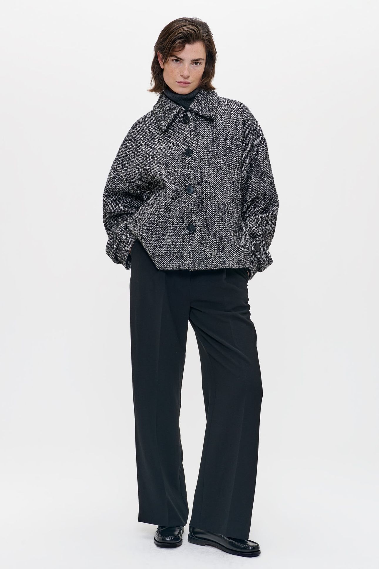 TWEED SHORT COAT BLACK 4