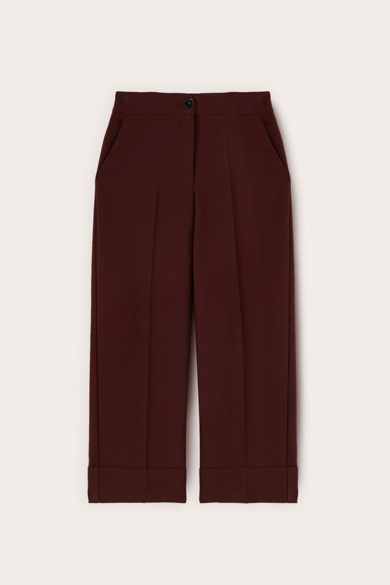 CROPPED CREPE TROUSERS BROWN 5