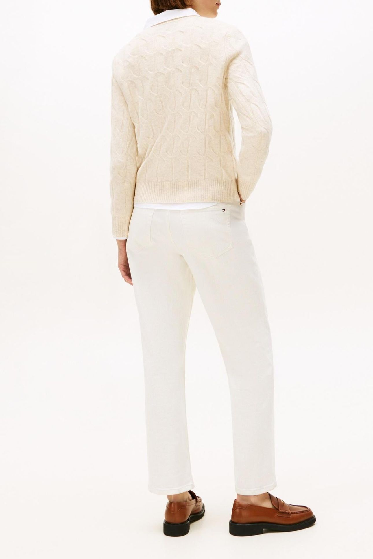 SOFT WOOL CABLE C-NECK HEATHER OATMILK 3