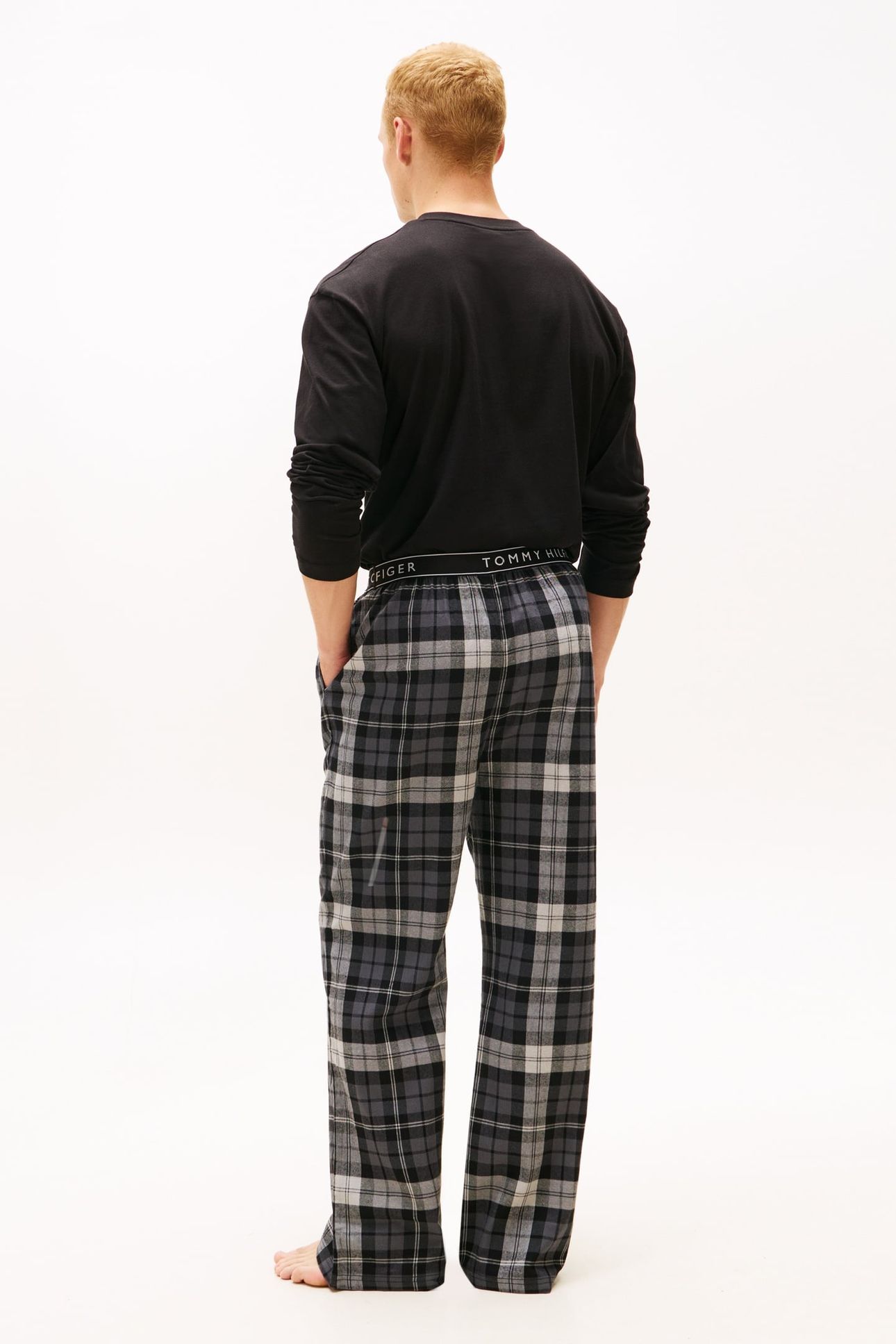 FLANNEL PJ PANT WAISTBAND BLACK TARTAN 2