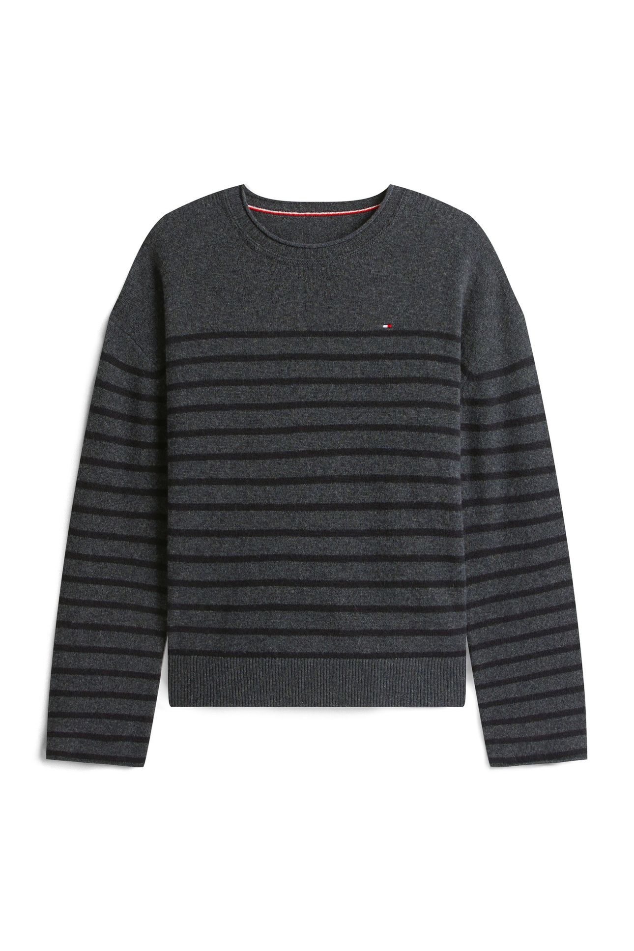 SOFT WOOL RELAXEDD C-NECK DARK GREY HEATHER/BLACK 4