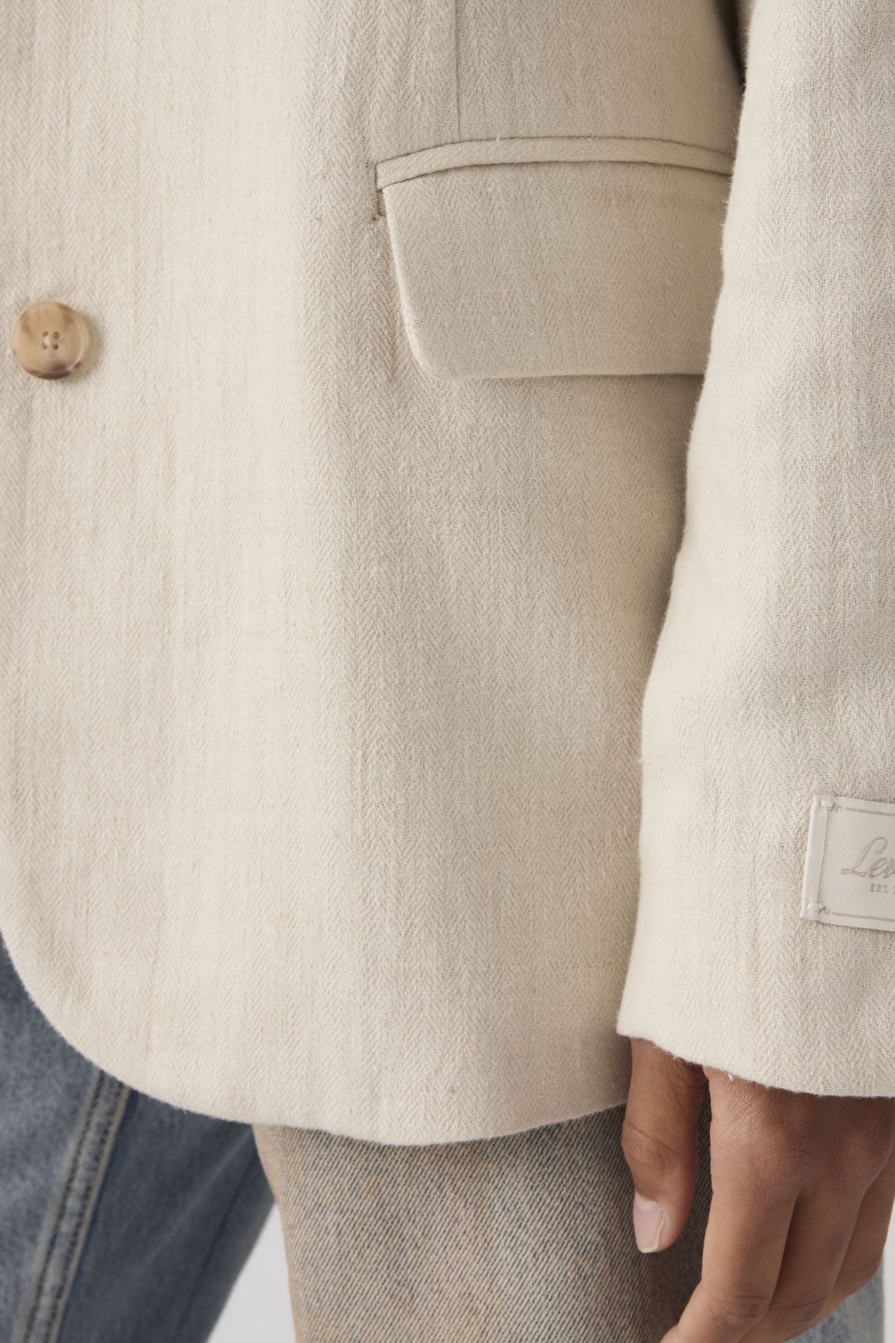 STELLA RELAXED COTTON LINEN BLAZER HERRINGBONE PEYOTE 6