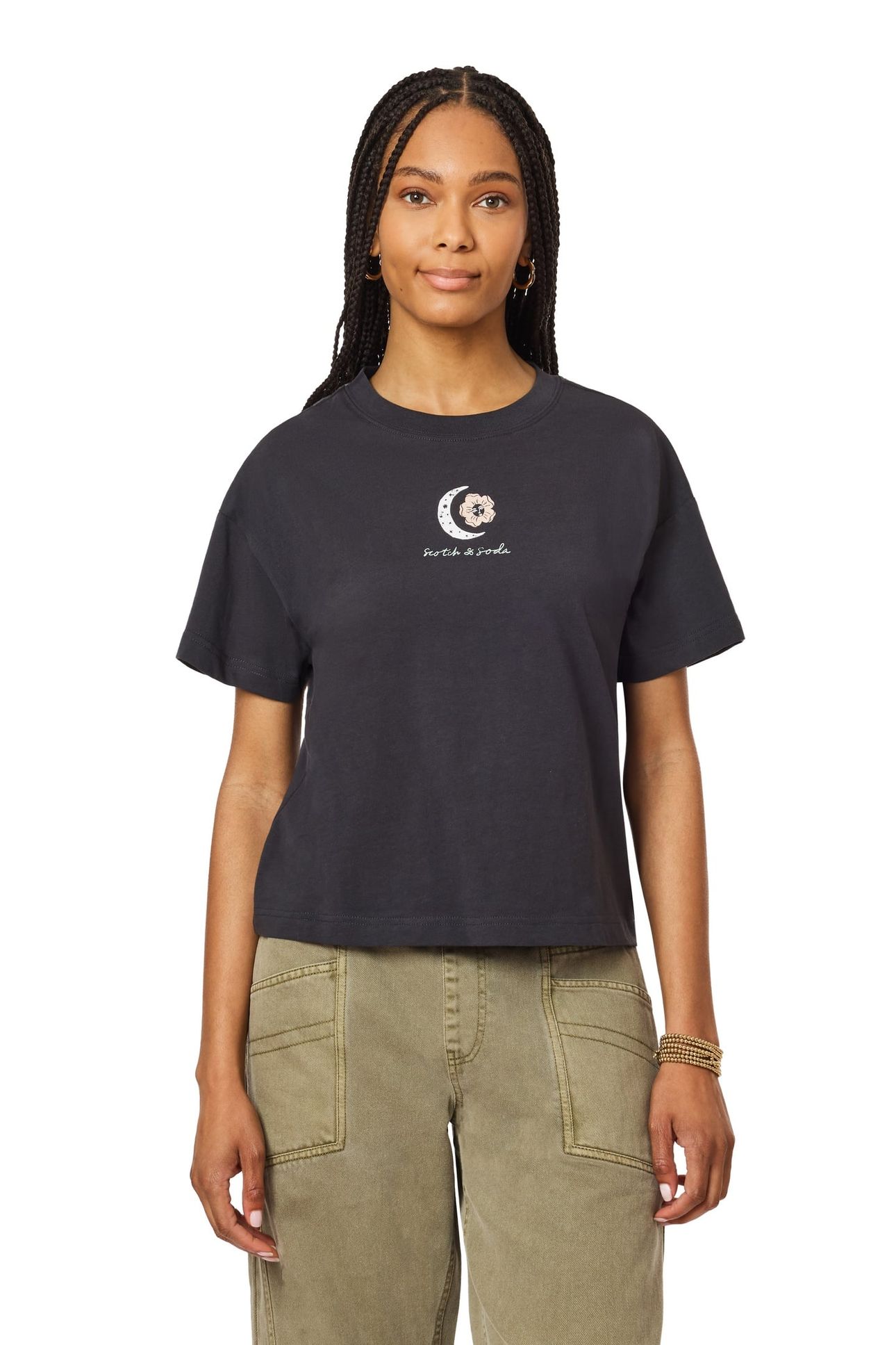 BOXY CROP TEE BLACK SAND PIGMENT 1