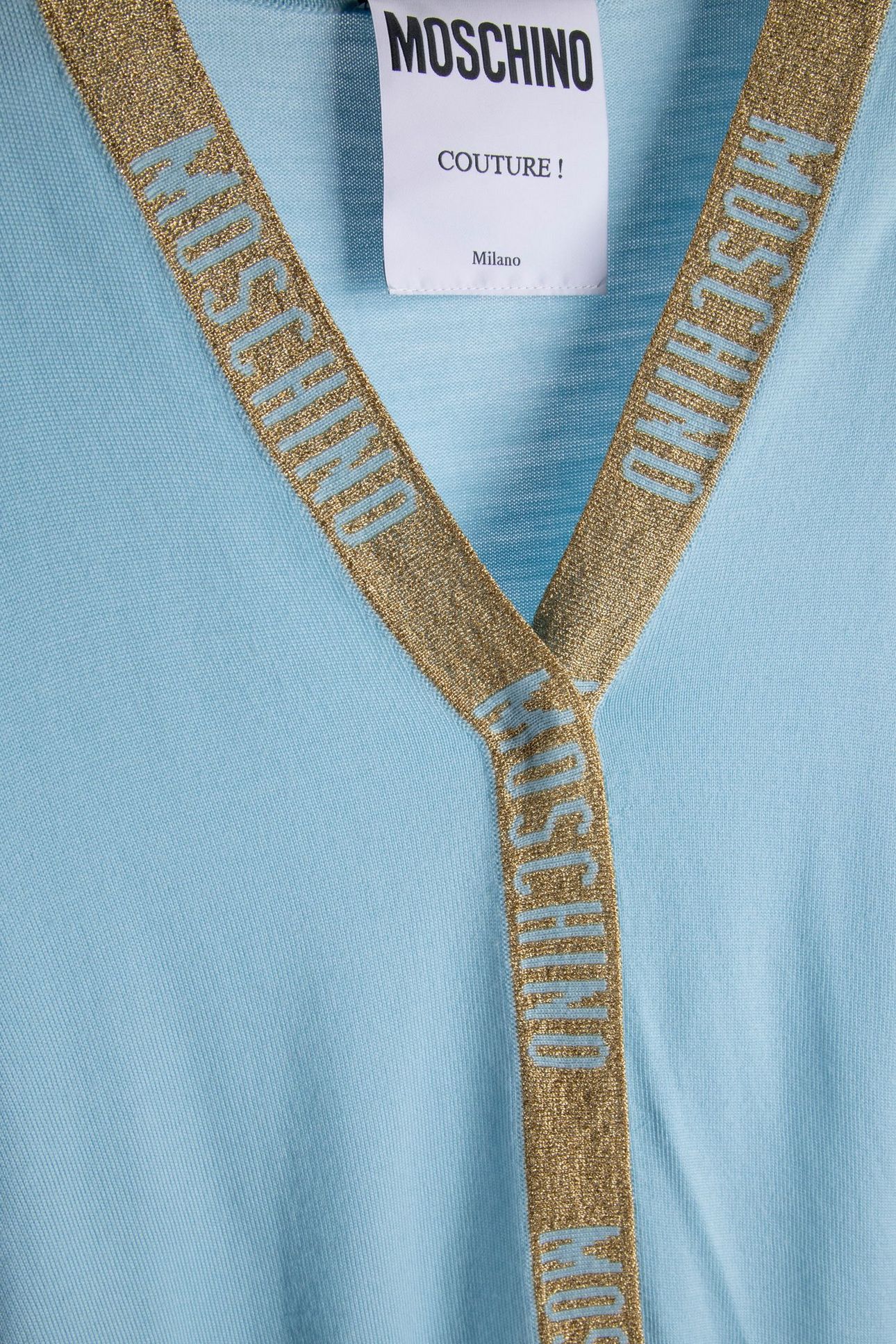 LOGO TAPE WOOL CARDIGAN BLUE 4