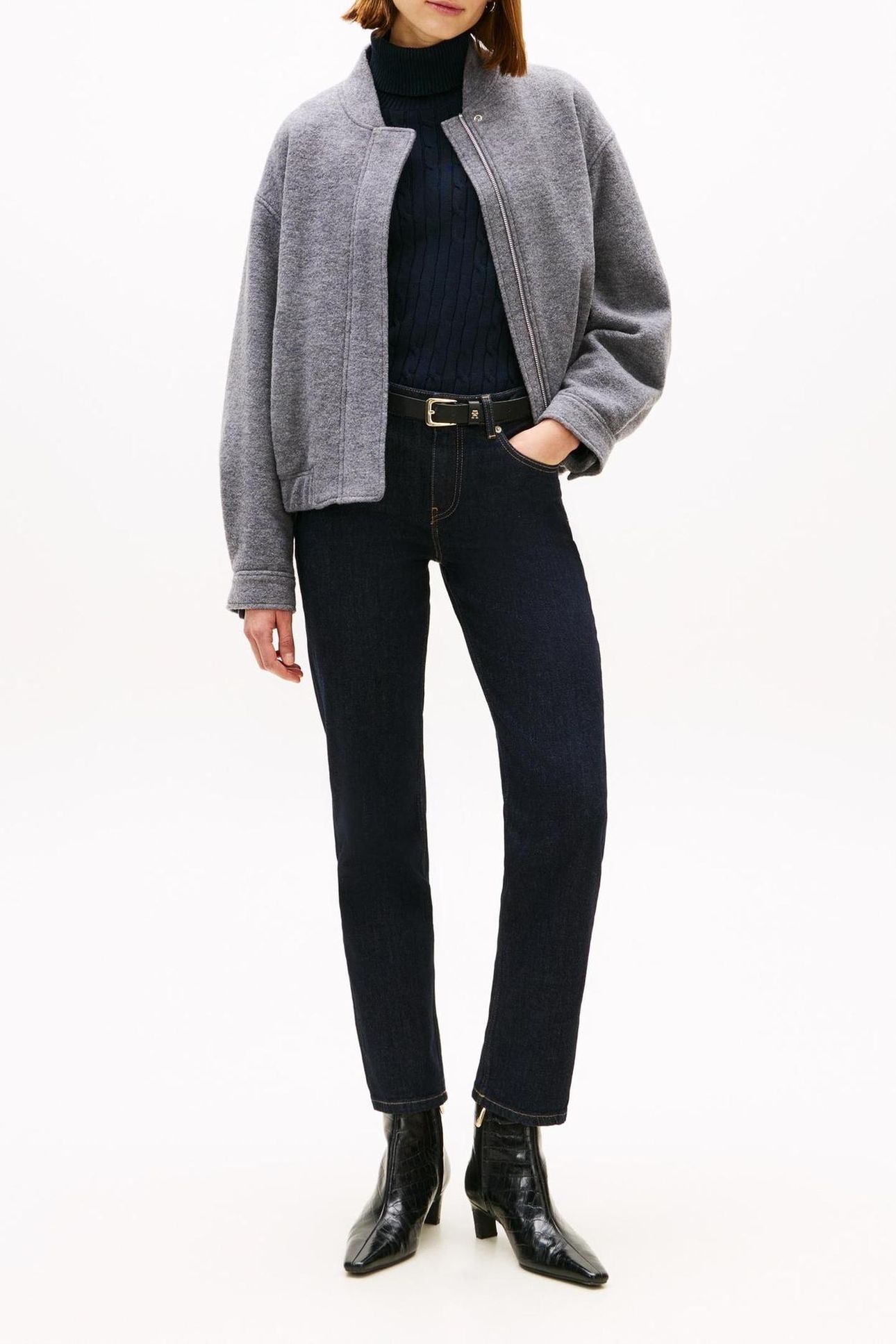 WOOL TEXTURE REG BOMBER MID GREY HEATHER 1
